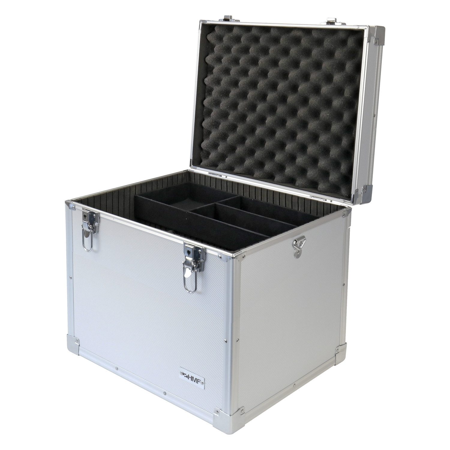 HMF Transportbehälter robuste Alu Transportbox, Aufbewahrungsbox, (mit Schultergurt), abschließbarer Universalkoffer, 41x33x36 cm, silber