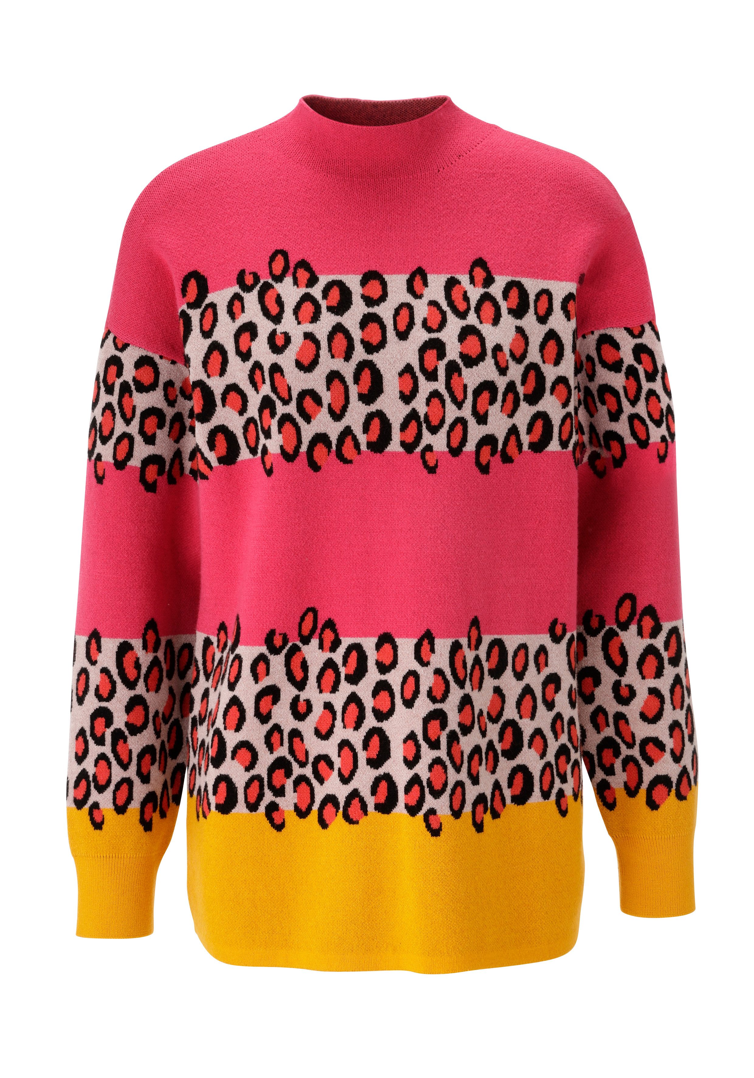 Aniston SELECTED Strickpullover im Animal-Look in Kombination mit Blockstreifen