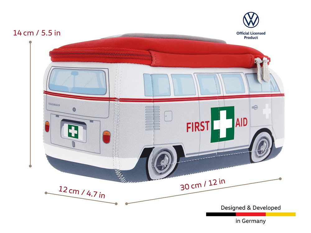 VW Collection by BRISA Kulturbeutel Volkswagen Neopren Schminktasche, Reisebeutel, Kosmetiktasche im T1 Bulli Bus Design