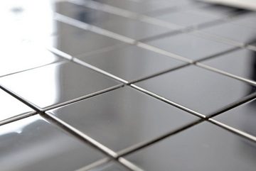 Mosani Mosaikfliesen Edelstahl Mosaik Fliese silber glänzend Fliesenspiegel Küchenwand