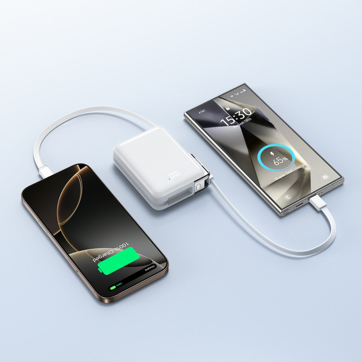 JOYROOM JR-PBF27 Pro Powerbank Powerbank mit 30W Schnellladefunktion 10000 mAh (5, 9, 10, 12 V), Powerbank mit integrierten Kabeln und 30W Schnellladen
