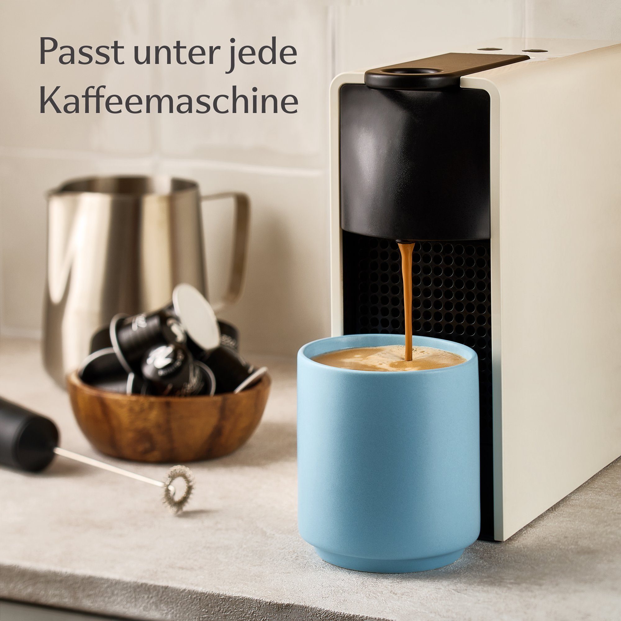 Cosumy Cappuccinotasse Cappuccino Tassen Groß 4er Set - Pastellfarben aus Keramik, 4-tlg., Keramik, Hitzebeständiges Stapelbares Design - Entworfen für Latte Ar – Bild 4 von 5