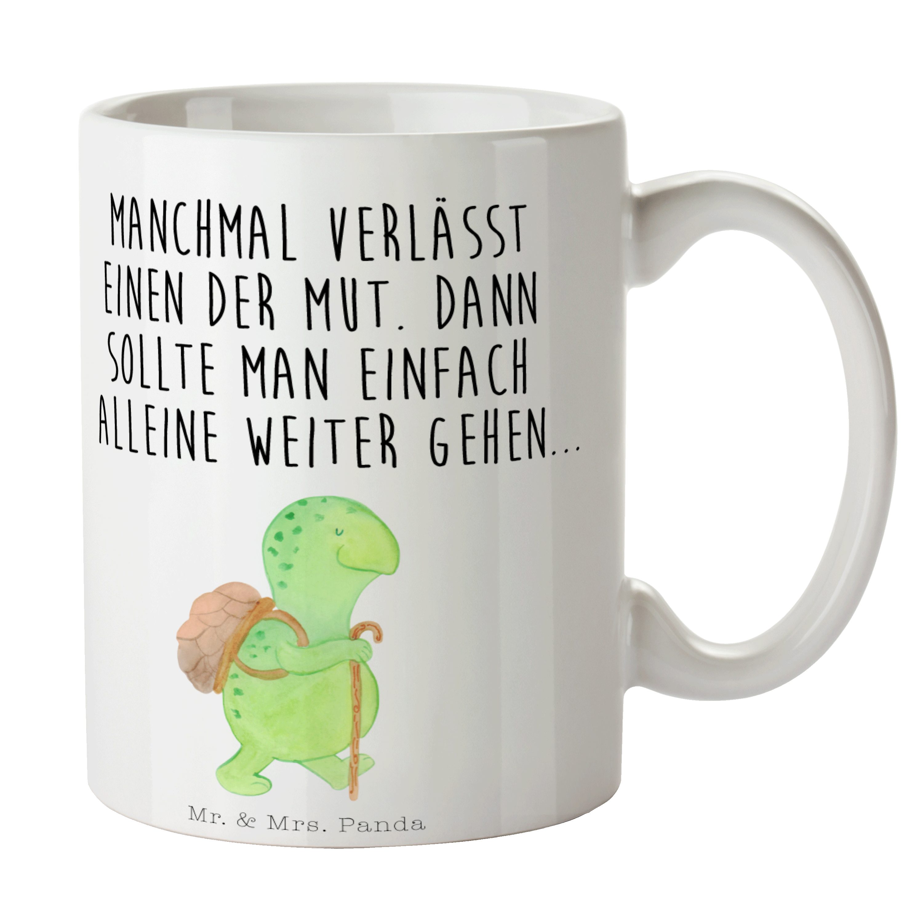 Mr. & Mrs. Panda Tasse Schildkröte Wanderer - Weiß - Geschenk, Schildkröten, Porzellantasse, Keramik