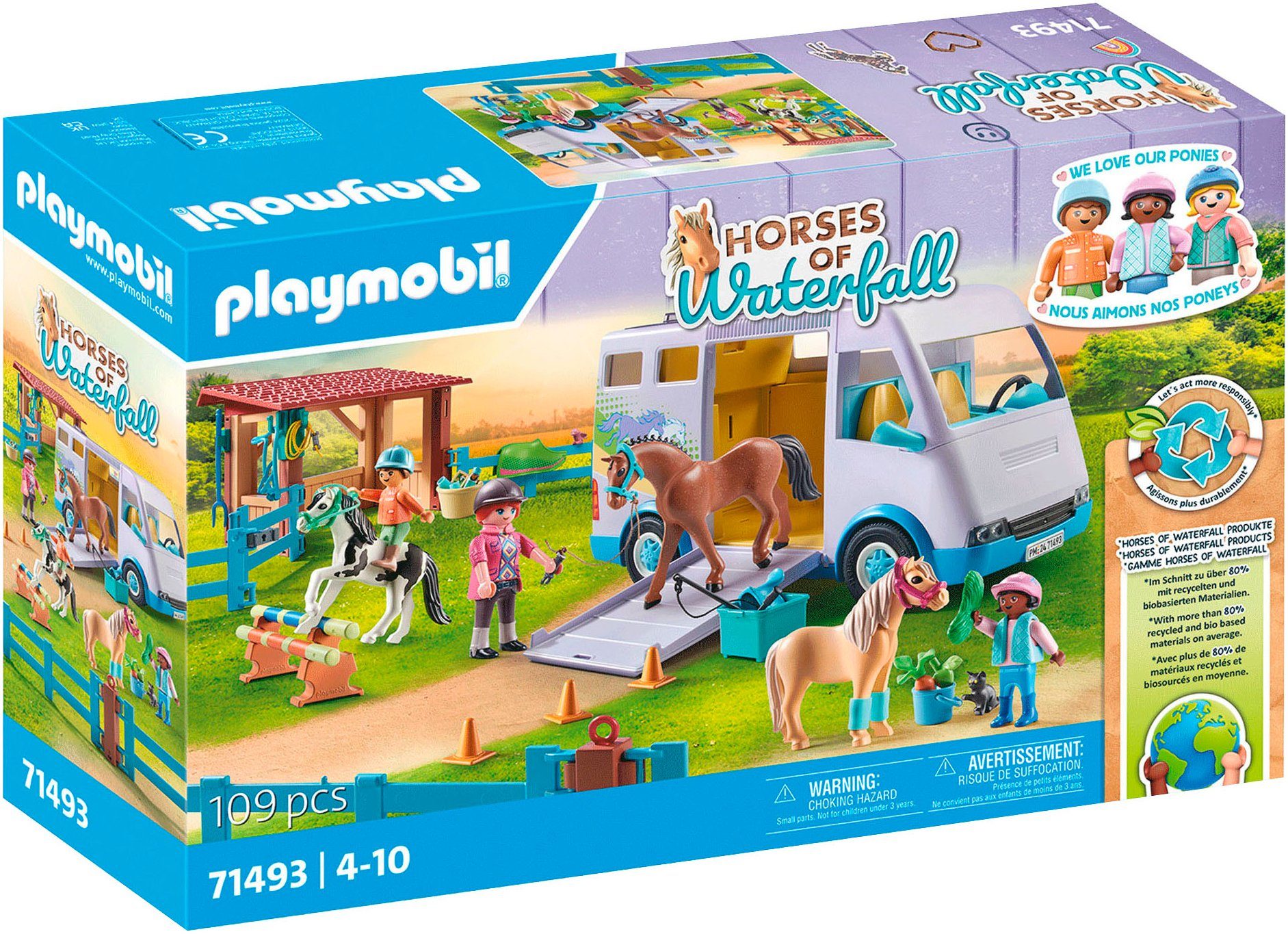 Playmobil® Konstruktions-Spielset Mobile Reitschule (71493), Horses of Waterfall, (109 St), Made in Europe