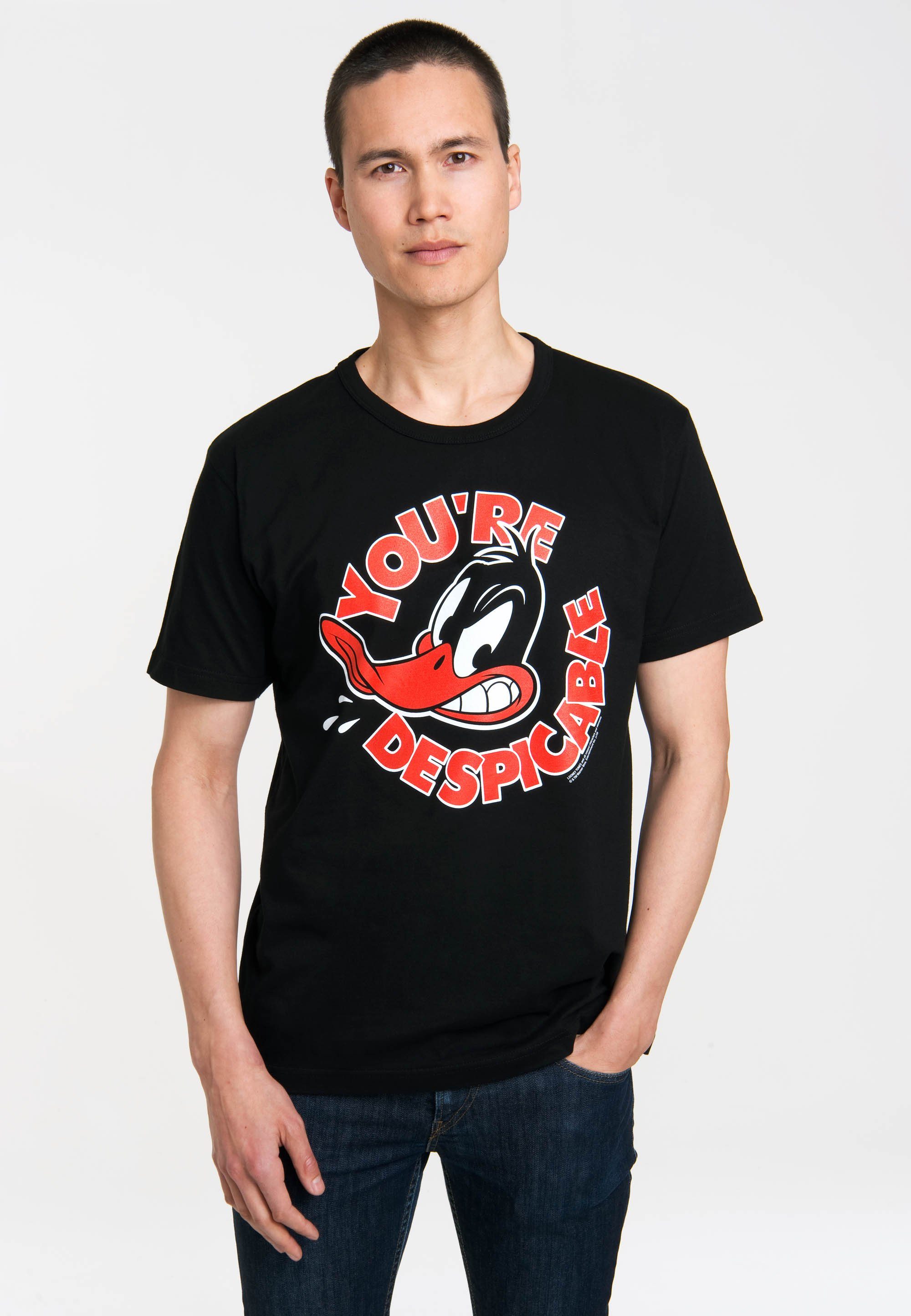 LOGOSHIRT T-Shirt Looney Tunes - Duck-Frontprint mit Daffy Daffy Duck