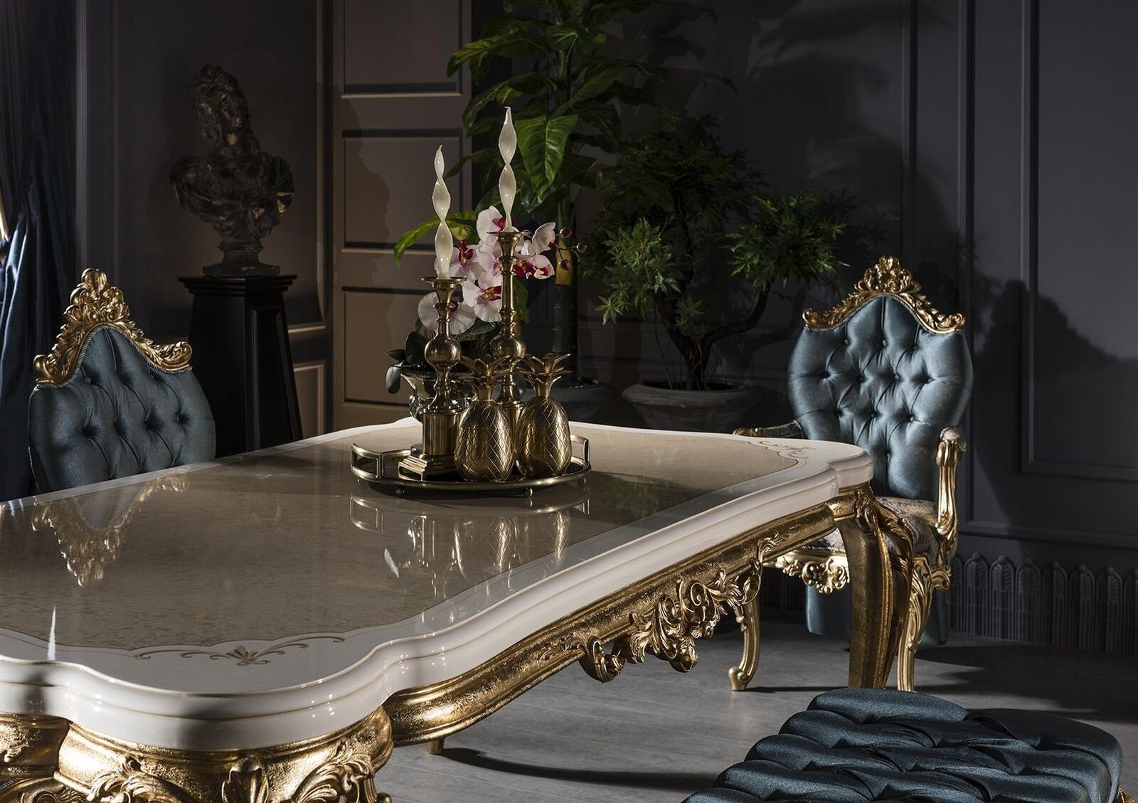 Esstisch Möbel Tisch Esstisch klassische Gold Tische Luxus Esszimmer JVmoebel Eleganter