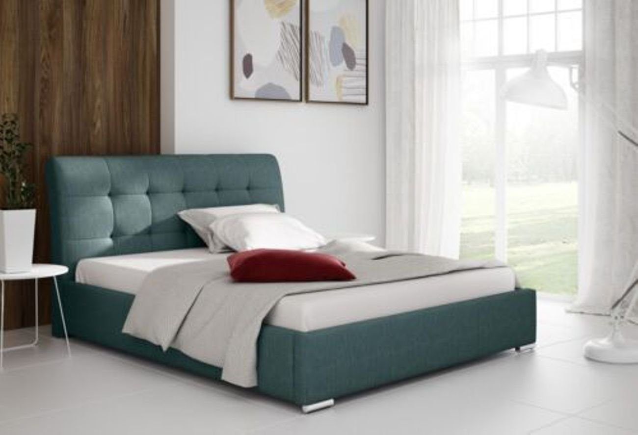 JVmoebel Polsterbett, Luxus Möbel Bett Schlafzimmer Design Doppel Modern Neu 160x200 Grün