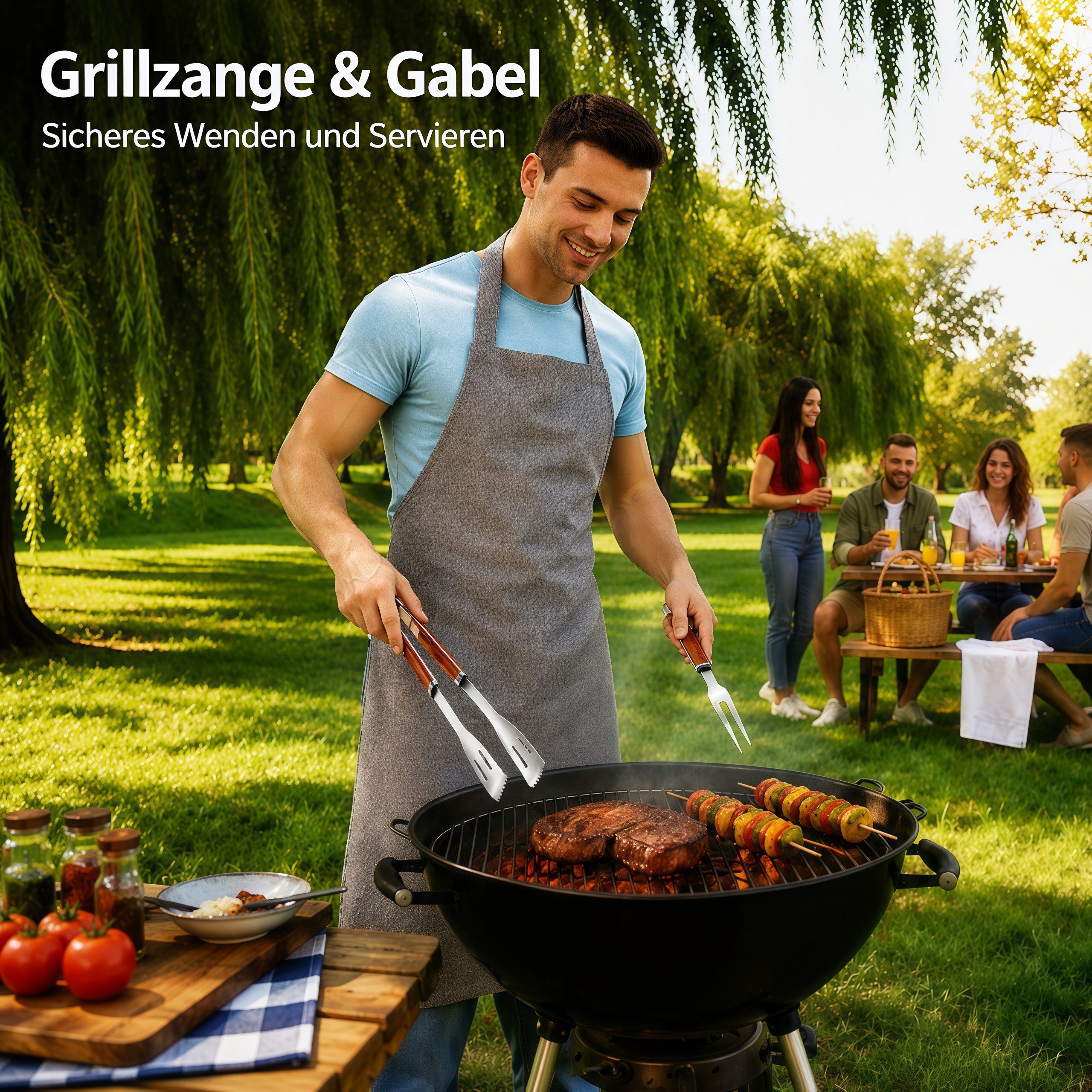 Forrlite Grillbesteck-Set 11-teiliges Grill Zubehör BBQ Grillbesteck Set aus Edelstahl, (hochwertiges Grillutensilien Set mit Grillkoffer, hitzebeständige, Gril – Bild 5 von 5