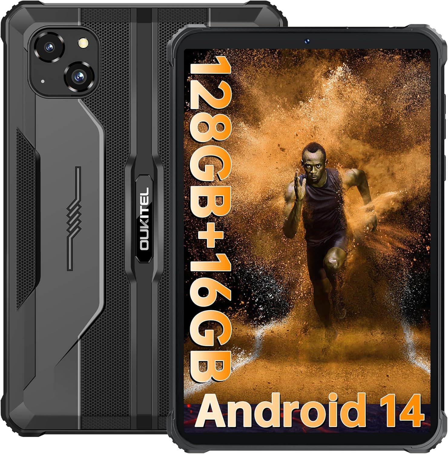OUKITEL Wasserdicht 5150 mAh 16 GB RAM Tablet (8", 128 GB, Android 14, 4G LTE, Robustes Outdoor-Gerät mit hoher Leistung und langer Akkulaufzeit)