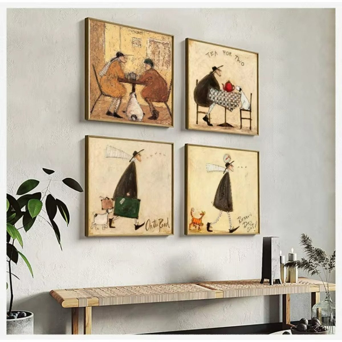 TPFLiving Kunstdruck (OHNE RAHMEN) Poster - Leinwand - Wandbild, Nordische Retro-Landschaft Leuchtturm Wandkunst Hund Haustier Leinwand (Leinwandbild XXL), Farb – Bild 2 von 5