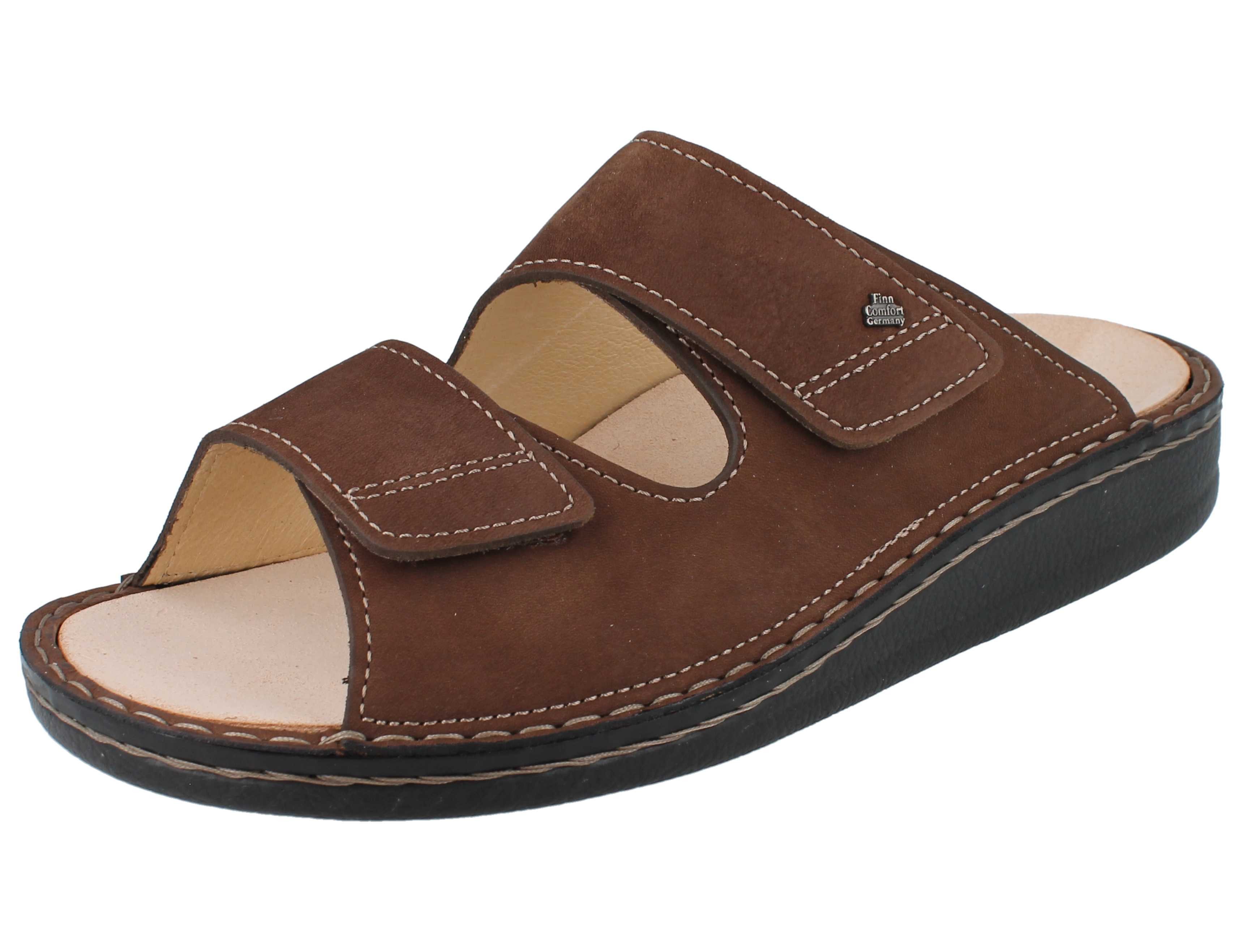 Finn Comfort FINN COMFORT Riad Herren Pantolette nussbraun Nubukleder - Größe: 42 Hausschuh Wechselfußbett