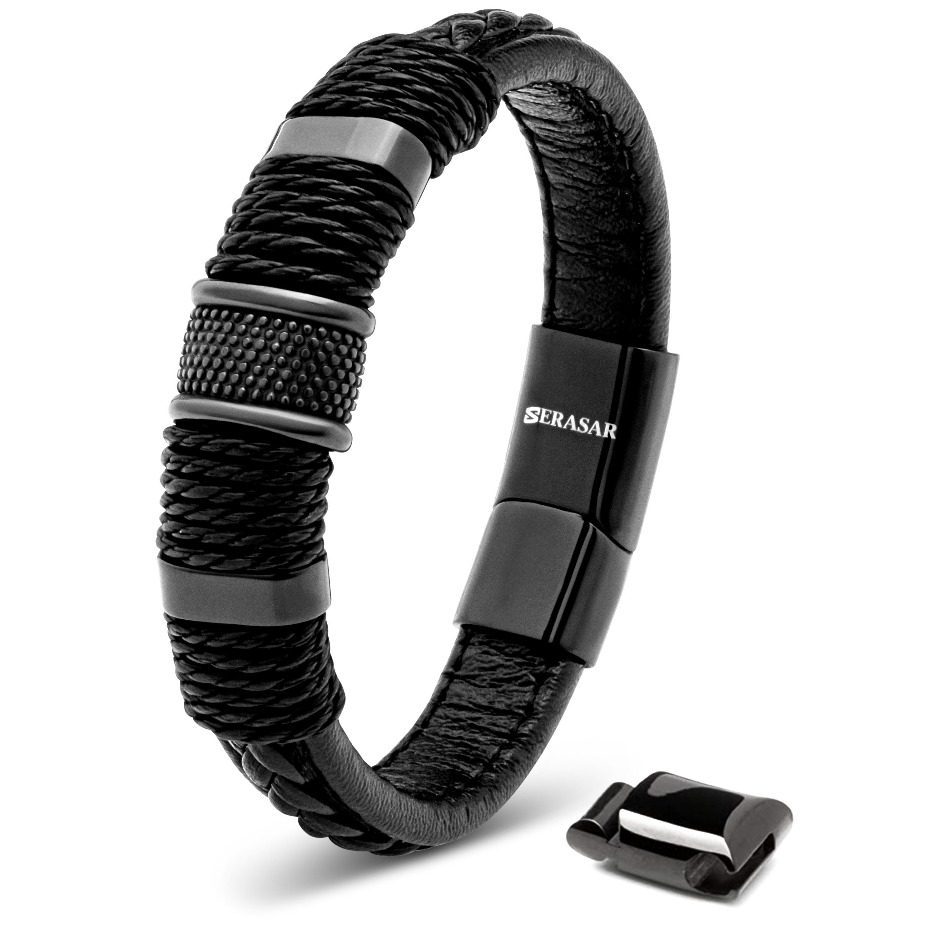 Bild von SERASAR Lederarmband Leder Herrenarmband "Ring" (Klassisch, elegant, casual, 1-tlg), aus Echtleder, Länge durch extra Glied verstellbar