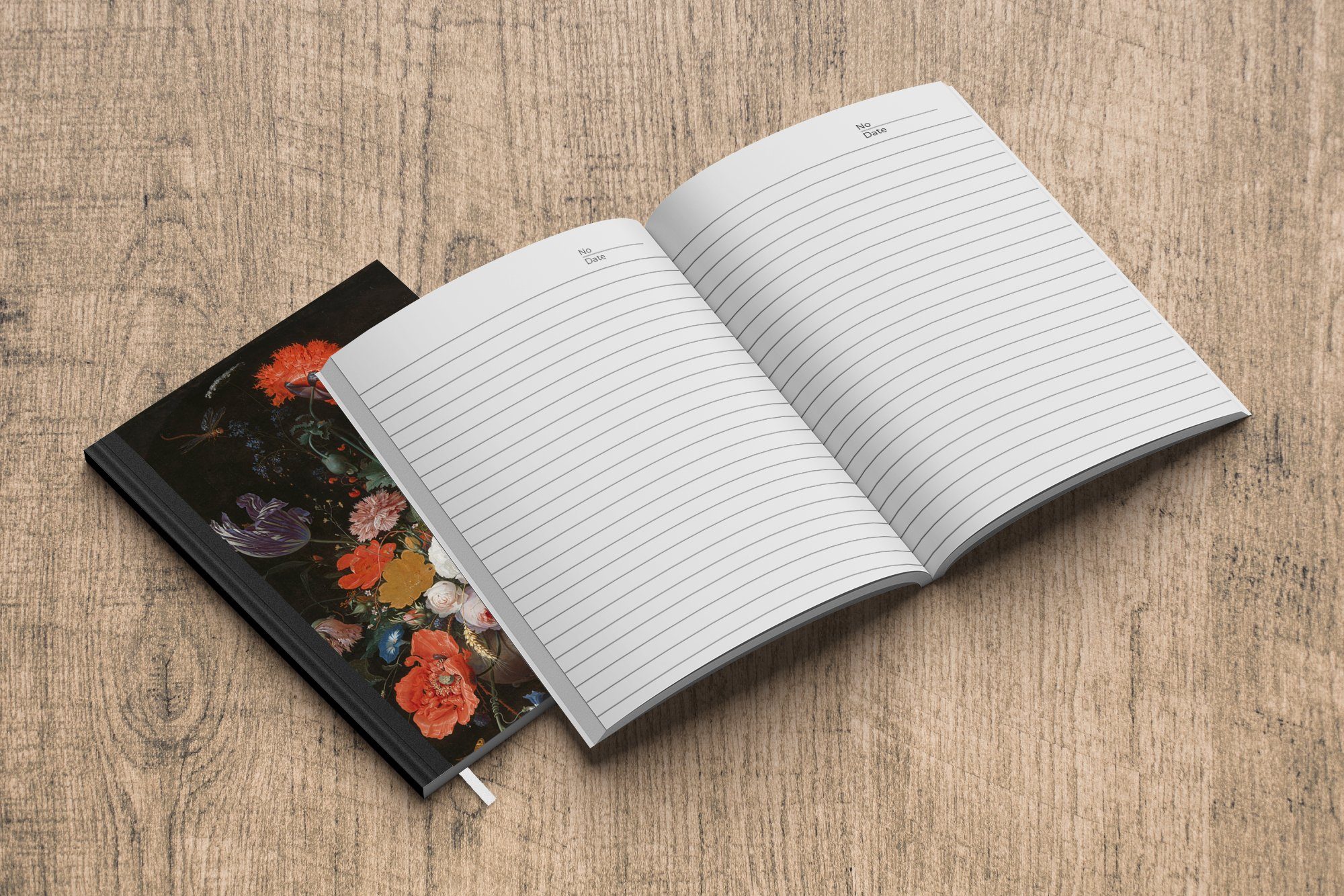 Mignon, Notizheft, einer Journal, 98 Notizbuch von mit Gemälde Haushaltsbuch Uhr Seiten, MuchoWow Blumen Stilleben und Abraham Tagebuch, - Merkzettel, A5,