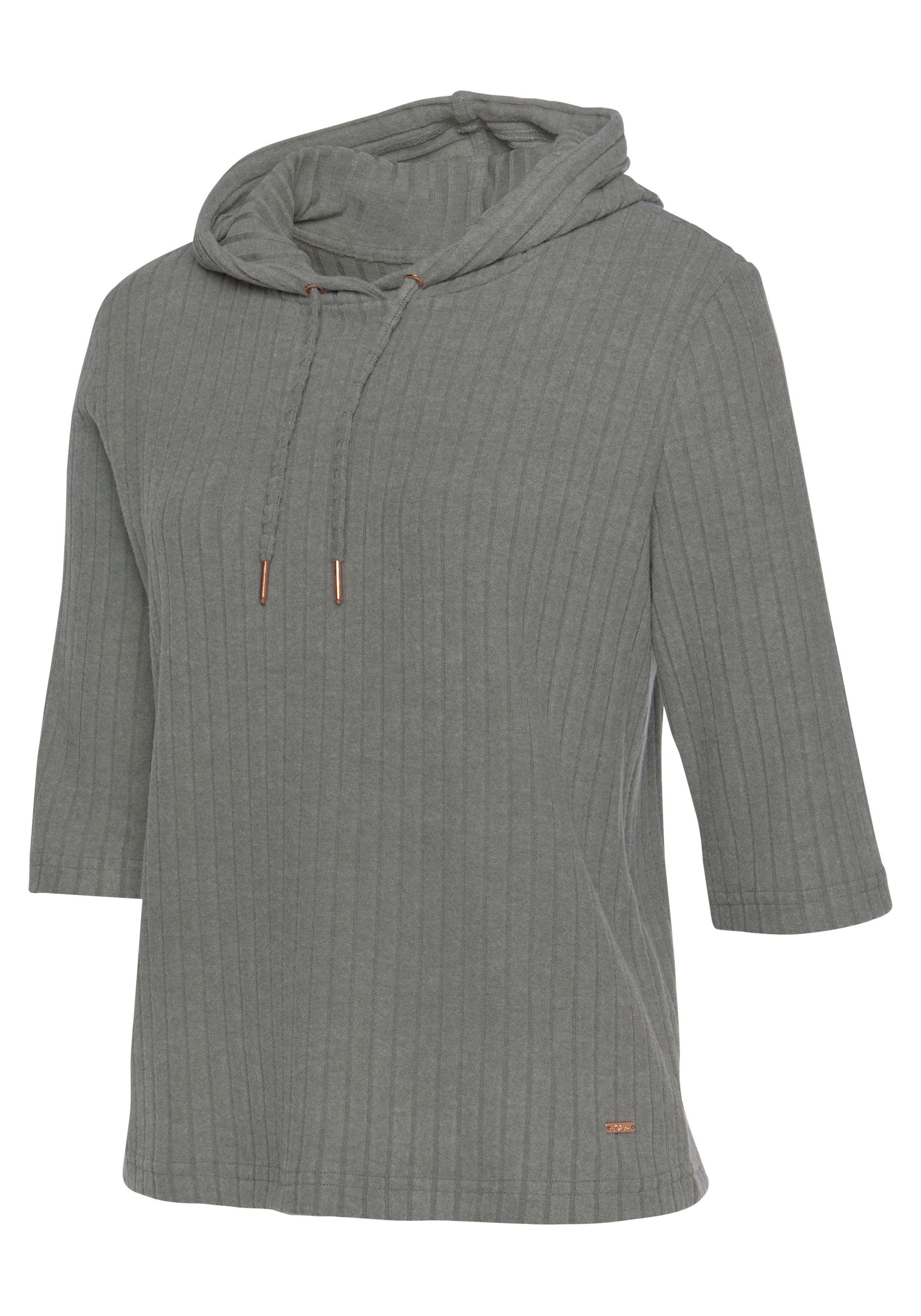 grau Kapuzensweatshirt aus Loungeanzug Rippstrick, nachhaltigem s.Oliver
