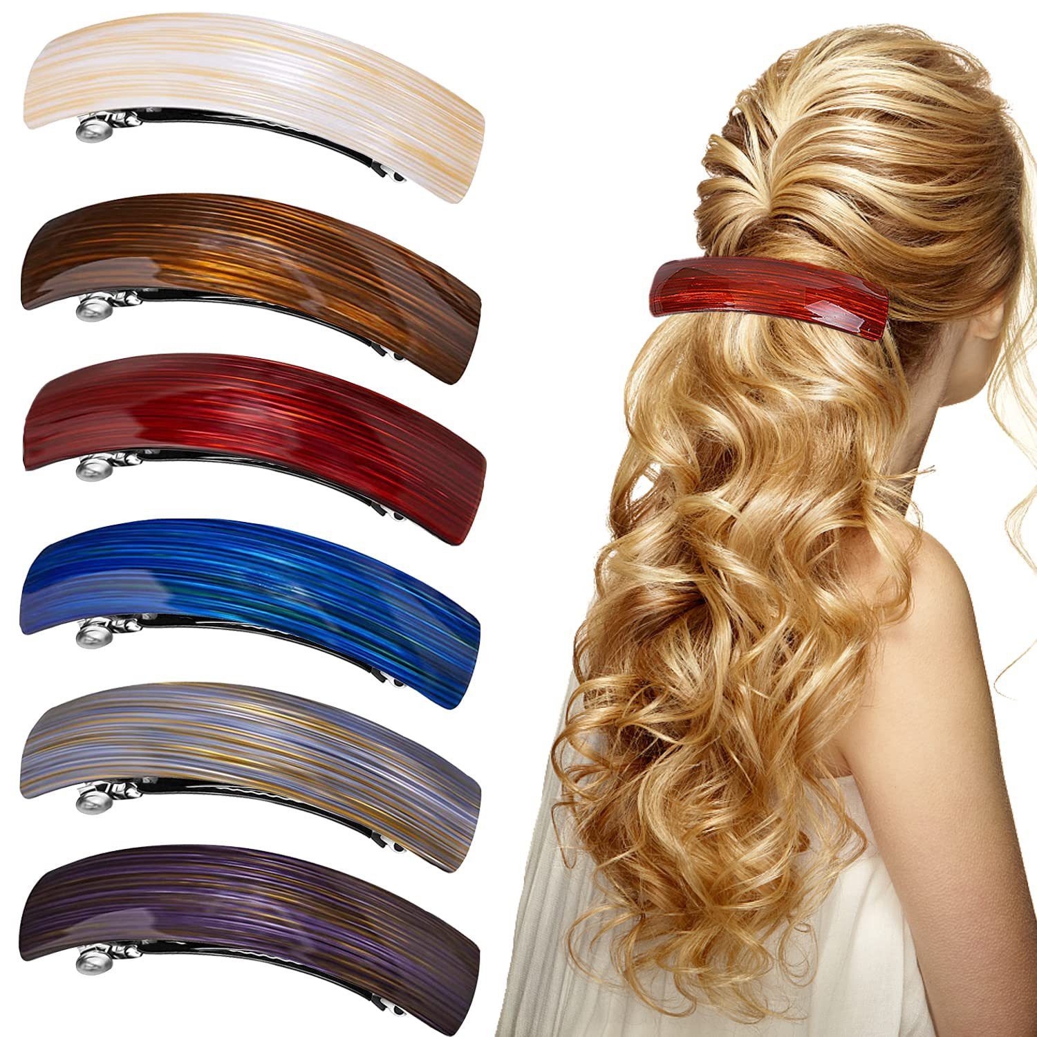 Zaewry Haarspange 6-teiliges Set Retro-Damen-Haarspangen, französische Haaraccessoires, 9,2 cm automatische Klick-Haarspangen für Frauen und Mädchen