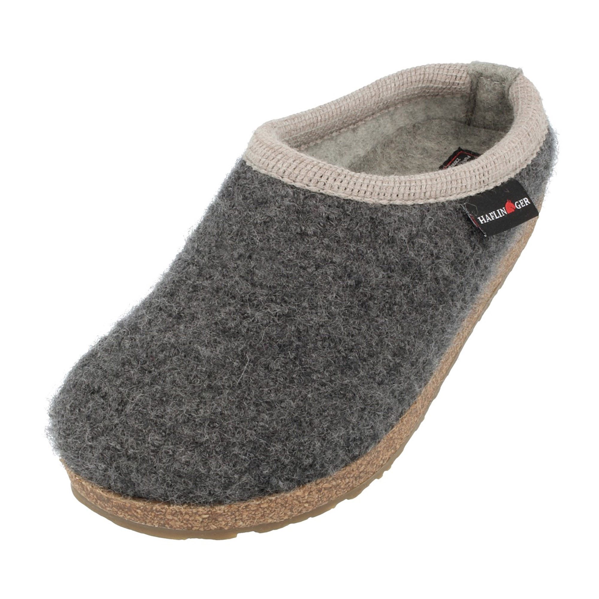 Haflinger Grizzly Panda Wollclog aus reinem Wollwalkstoff Unisex Hausschuh