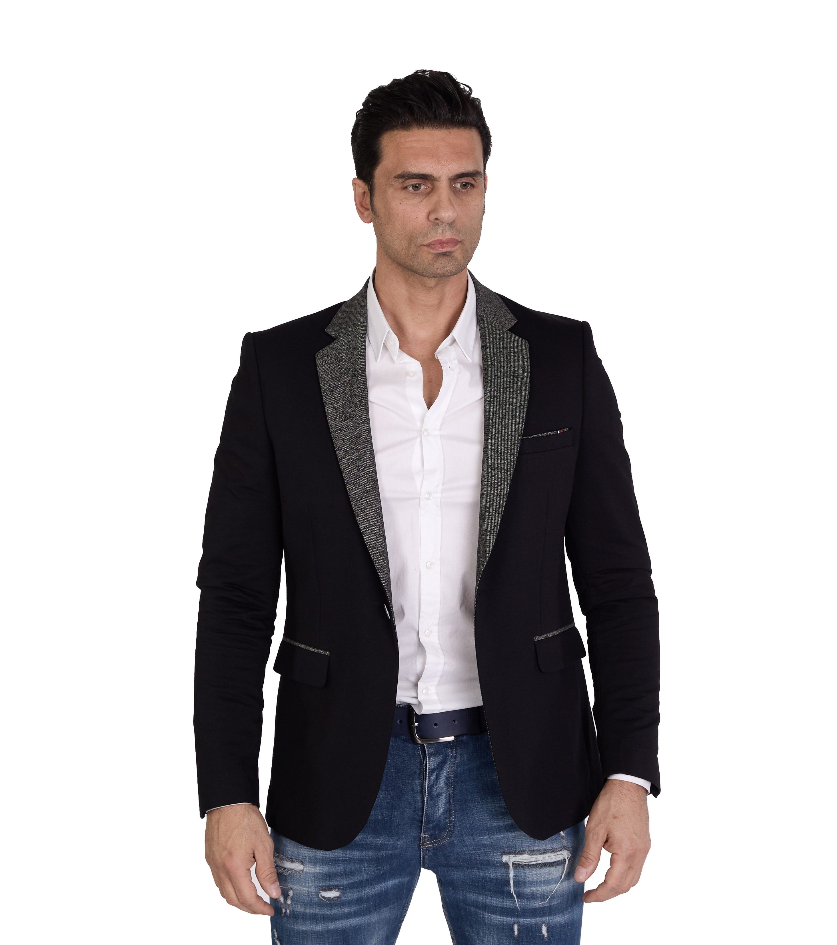 Denim Distriqt Jerseysakko in Slim Fit mit Stretch Schwarz Gr. 52 entsprich günstig online kaufen