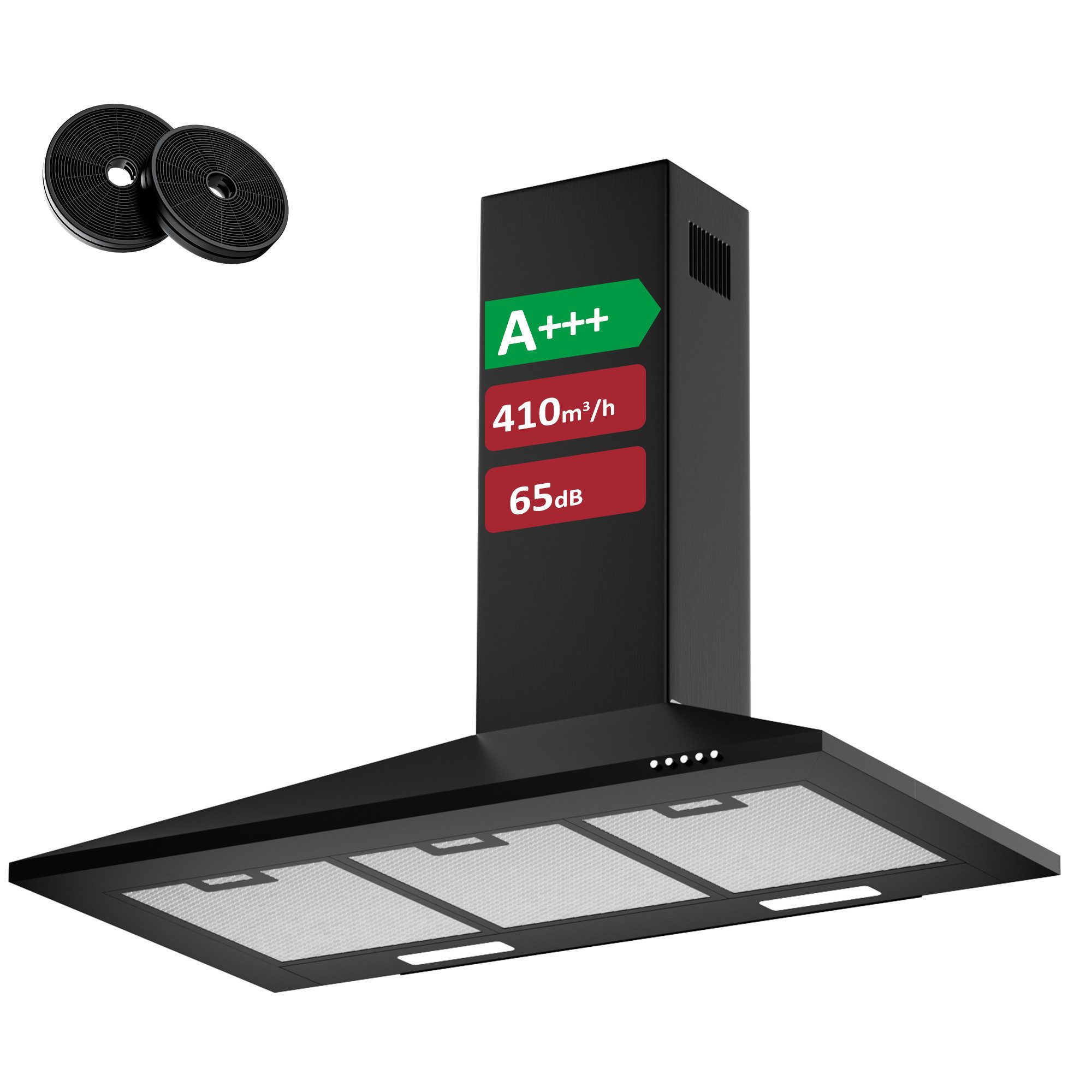 Levivo Wandhaube A+++ 410 m³/h Dunstabzugshaube 60cm und 90cm Umluft & Abluft A+++ 410 m³/h Dunstabzugshaube 60cm und 90cm Umluft & Abluft, Aktivkohlefiltern, Fettfiltern, LED-Beleuchtung