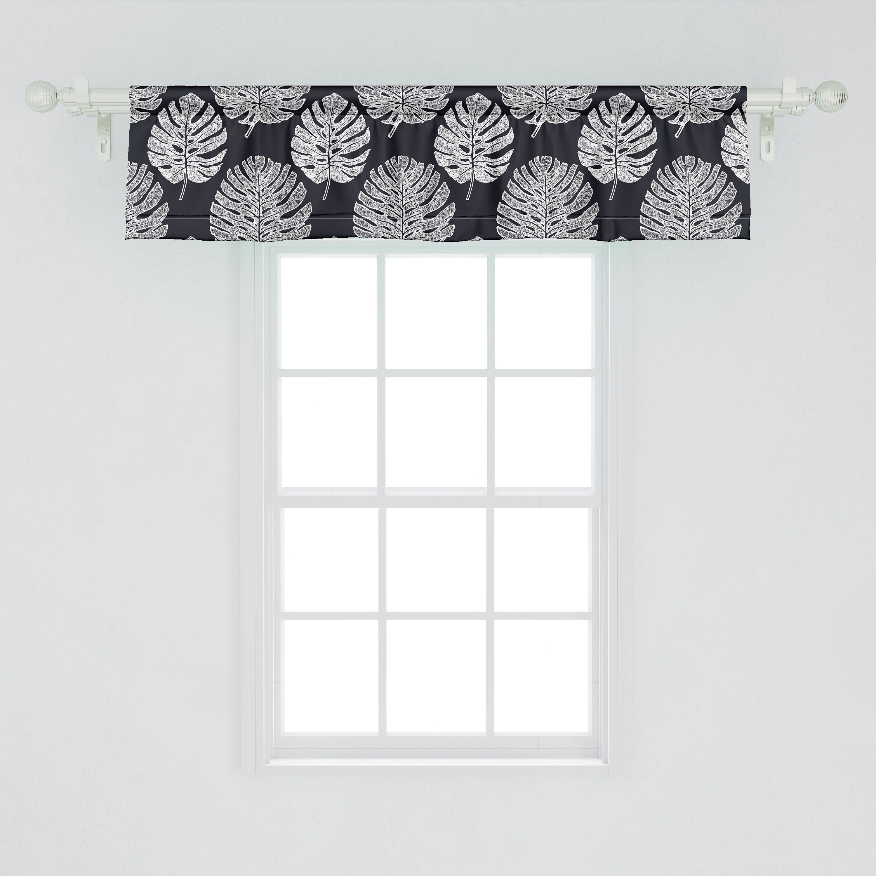 Stangentasche, Küche Scheibengardine Leaves Vorhang für Abakuhaus, Modernistic Philodendron mit Kunst Dekor Schlafzimmer Volant Microfaser,