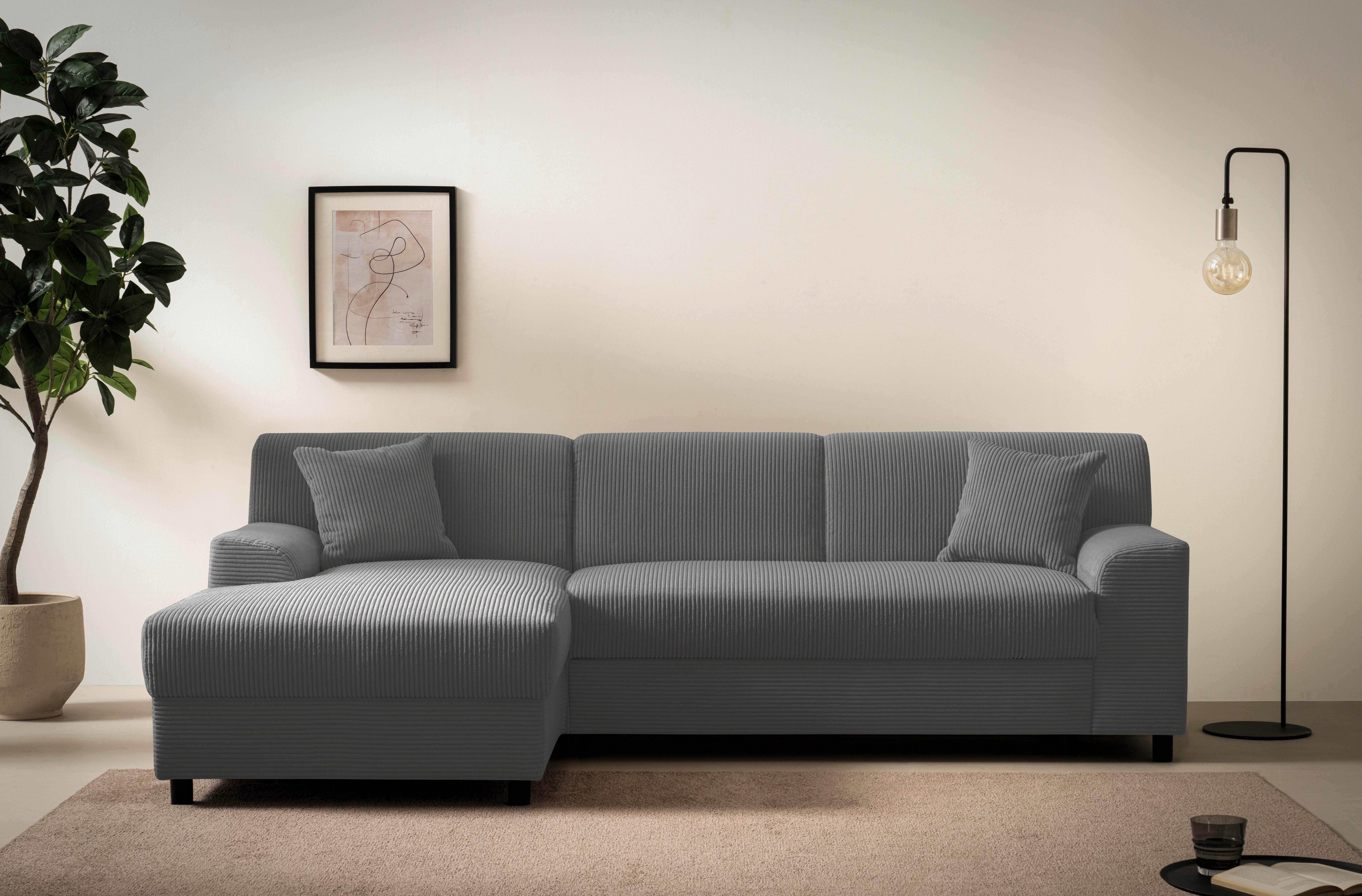Ecksofa Turah 2, L-Form, Cord oder Luxus-Microfaser, komfortabler Federkern