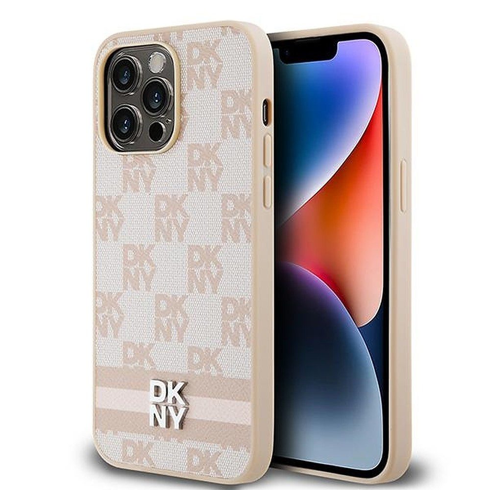 DKNY Handyhülle Schutzhülle Karomuster, DKNY Karomuster, bedruckter Logo-Streifen