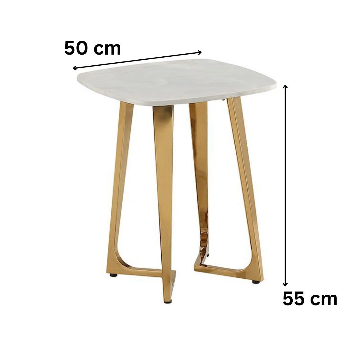 alesvelt Beistelltisch BARI Marmoroptik Gold 50x50x55 cm, Marmorptik