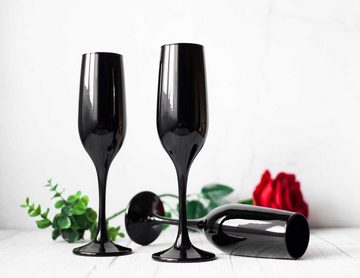 Sendez Sektglas 6 schwarze Sektgläser 200ml Sektkelche Champagner Prosecco Sektglas Proseccoglas