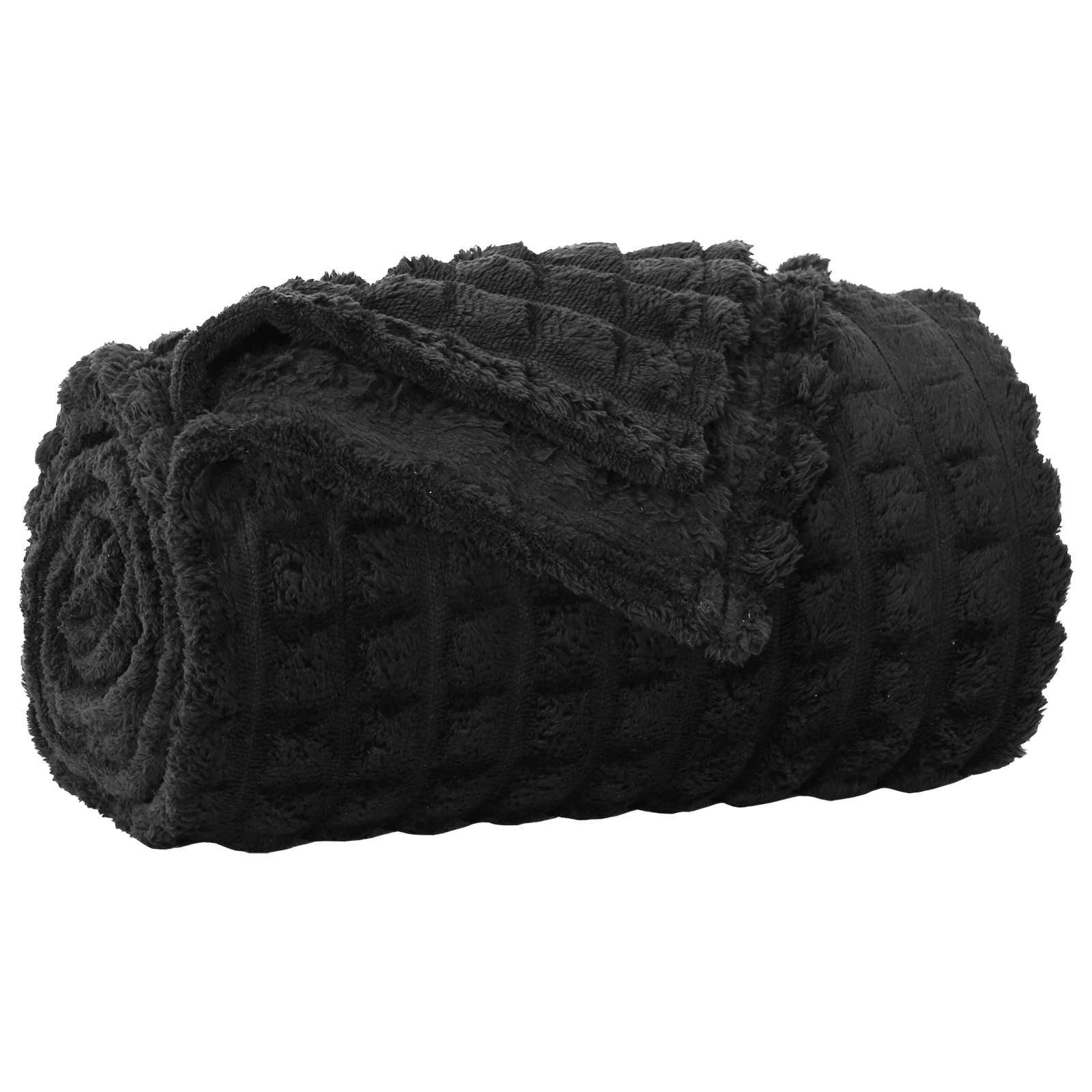 vidaXL Bettüberwurf Überwurfdecke Schwarz 240 x 220 cm Fleece