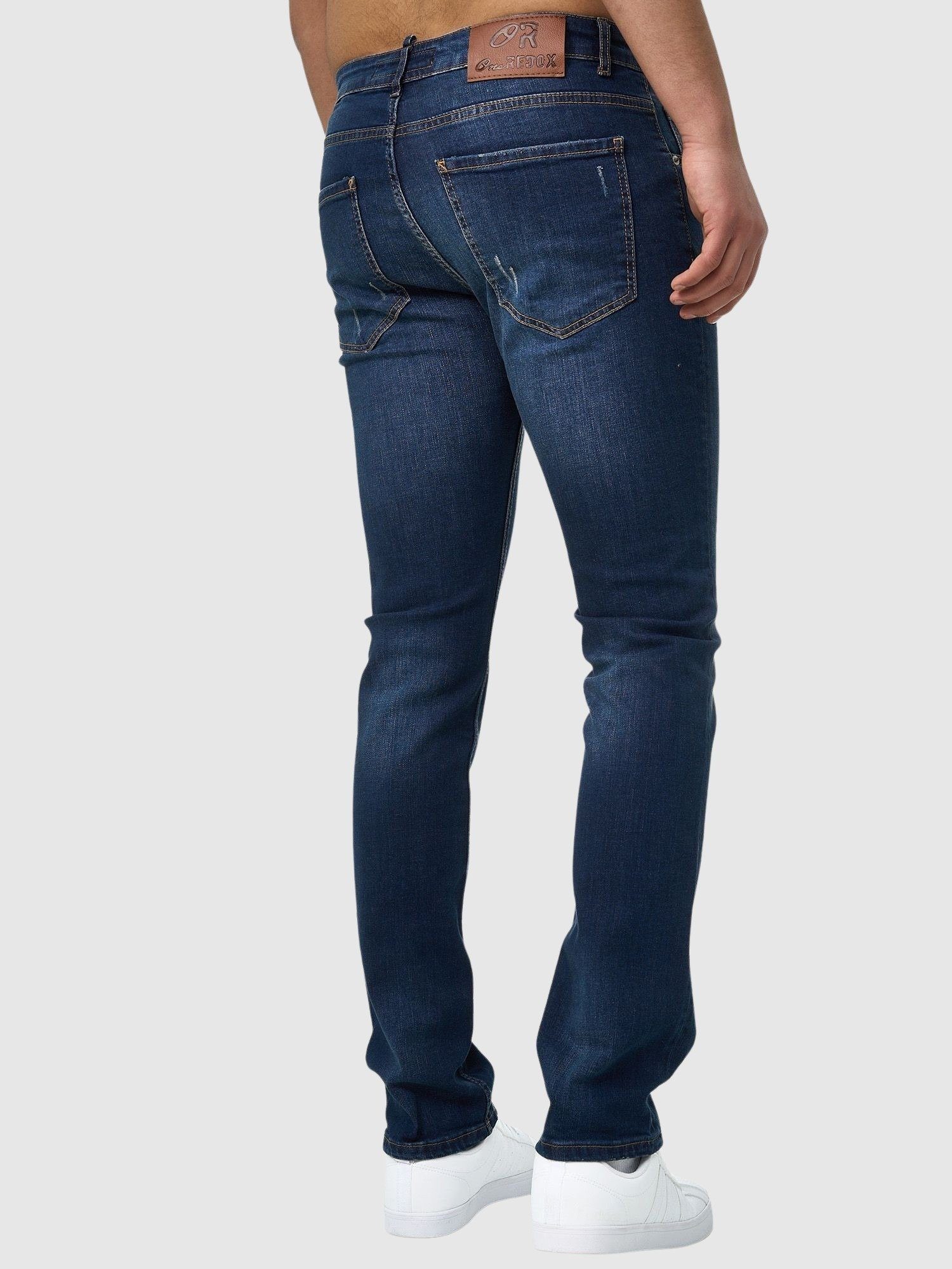 1-tlg) Designer Freizeit,Casual Bootcut, (Jeanshose Blue Fit Deep Slim Kayna Jeans Herrenhose Denim Slim-fit-Jeans Herren 607-JK Used Jeanshose Designerjeans Herrenjeans John