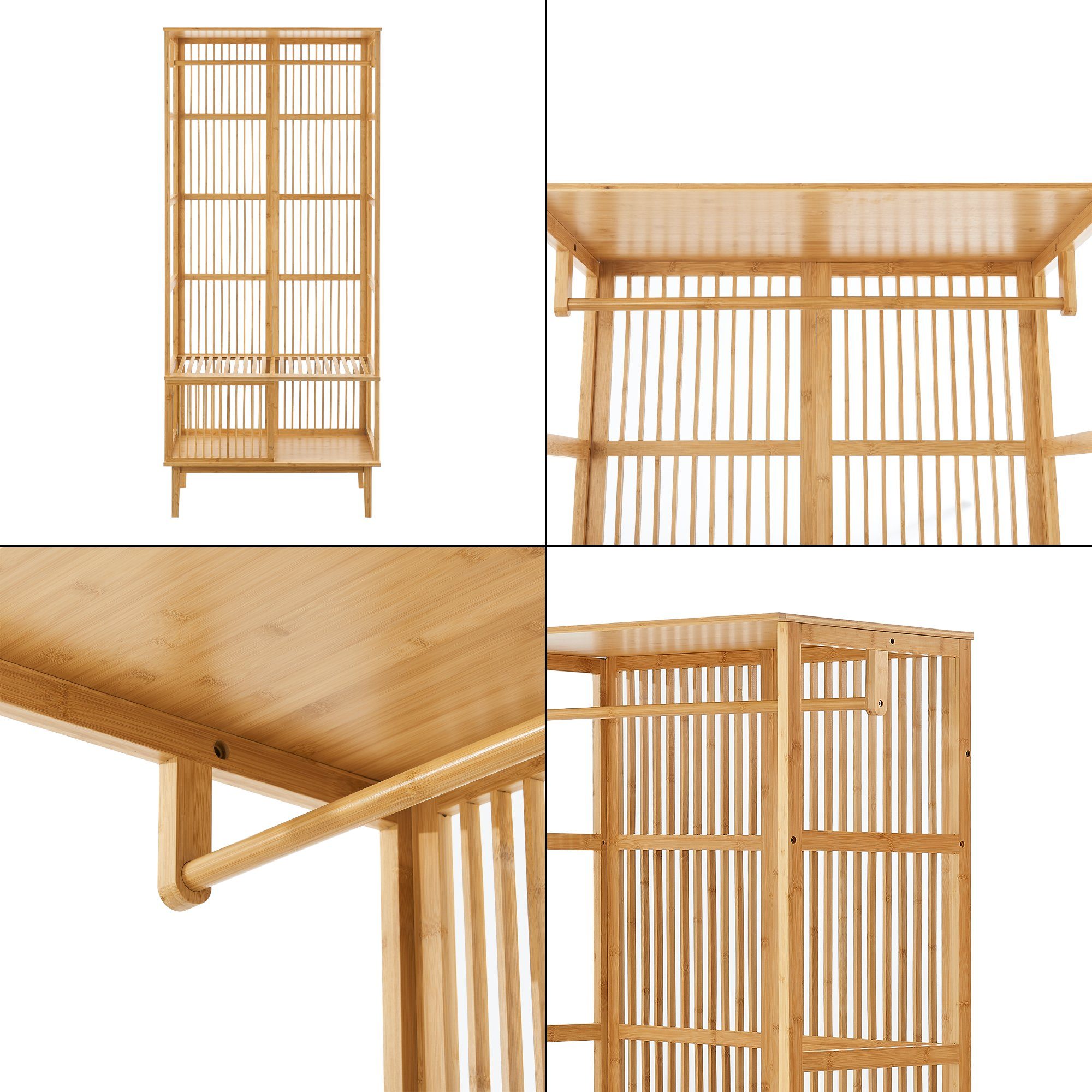 en.casa Garderobenständer, »Vemb« Kleiderständer mit Kleiderstange und Ablagefach