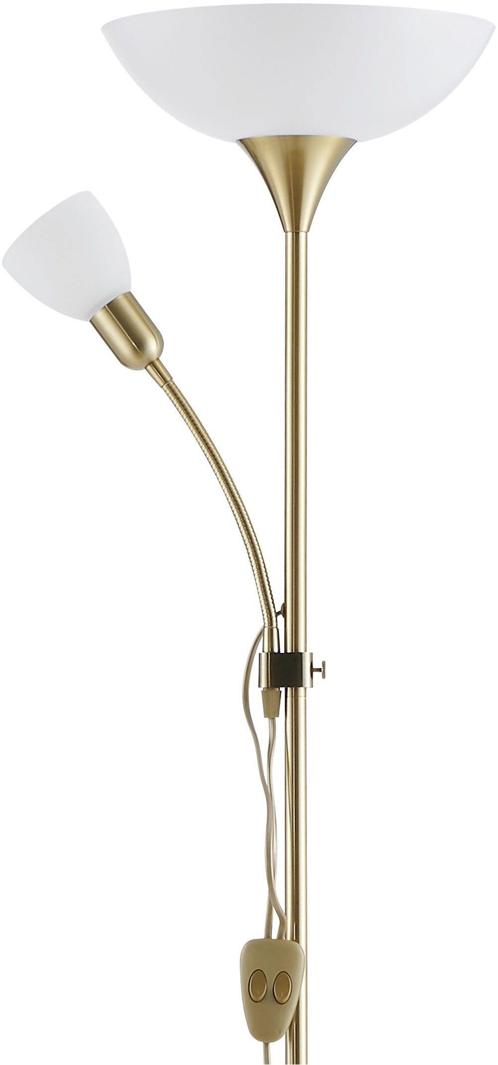 EGLO Stehlampe UP 2 Stehlampe - Stahl - E27;E14 - 1X60W;1X18W - IP20, Ein-/Ausschalter, Lesearm, ohne Leuchtmittel, Standleuchte, Leselampe, Wohzimmer, Schlafzimmer, H176,5 x Ø27,5 cm