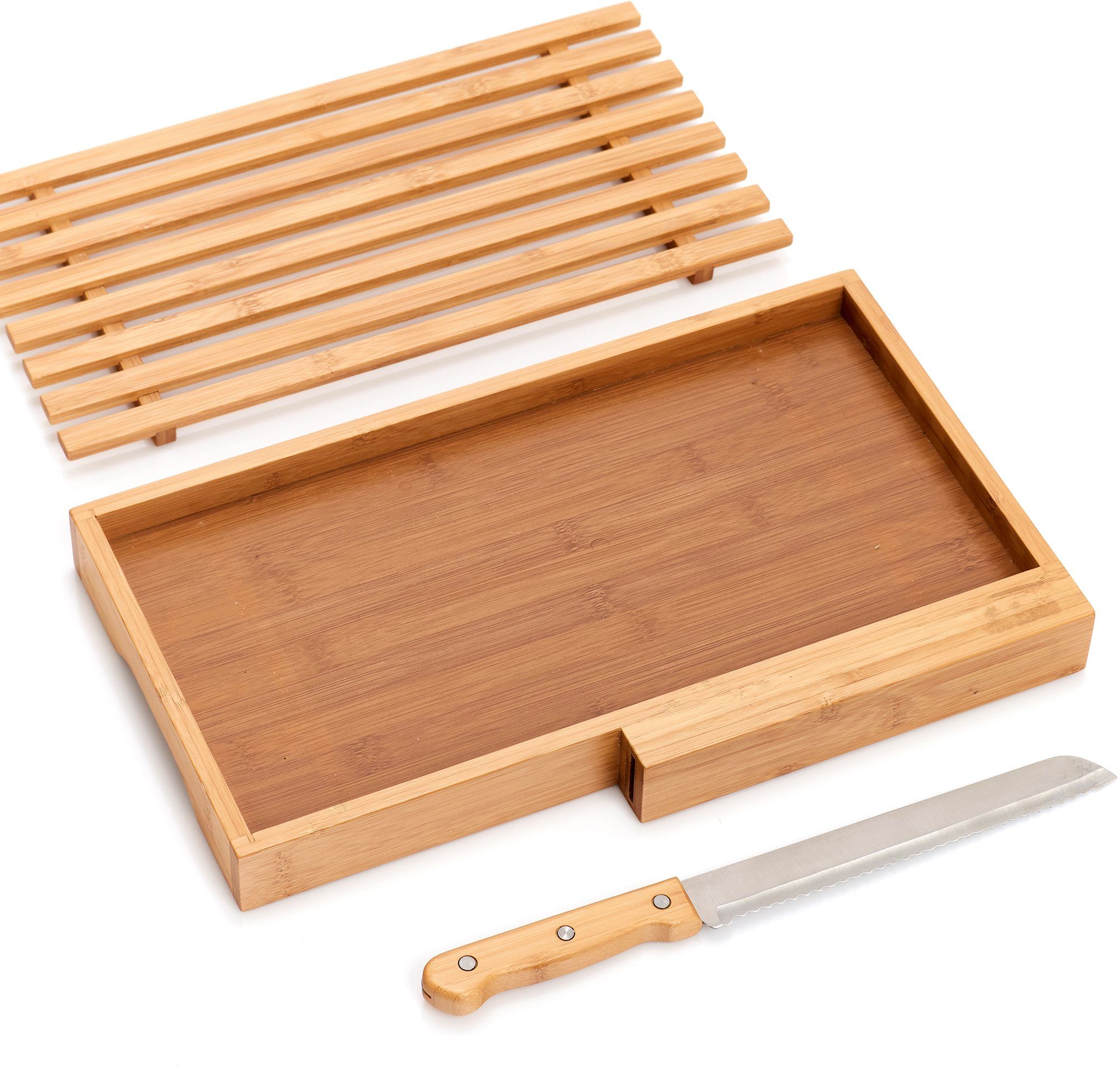 Zeller Present Brotschneidebrett, Bambus, (Set, 2-St., Brotmesser), Inklusive Brotmesser!