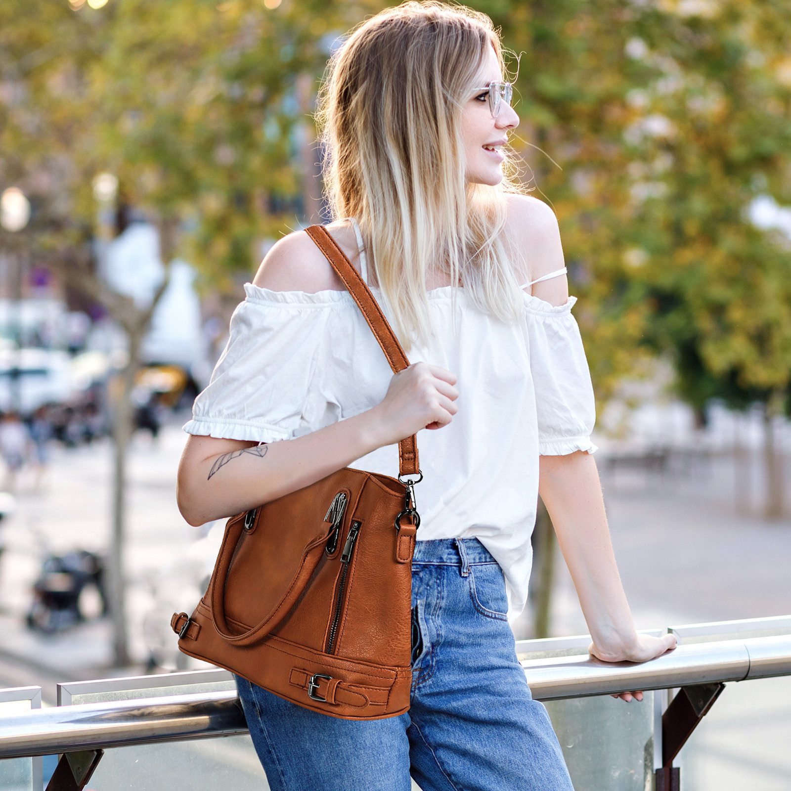 TAN.TOMI Henkeltasche Handtasche Leder Henkeltasche Top Griff Tasche, Vinta günstig online kaufen