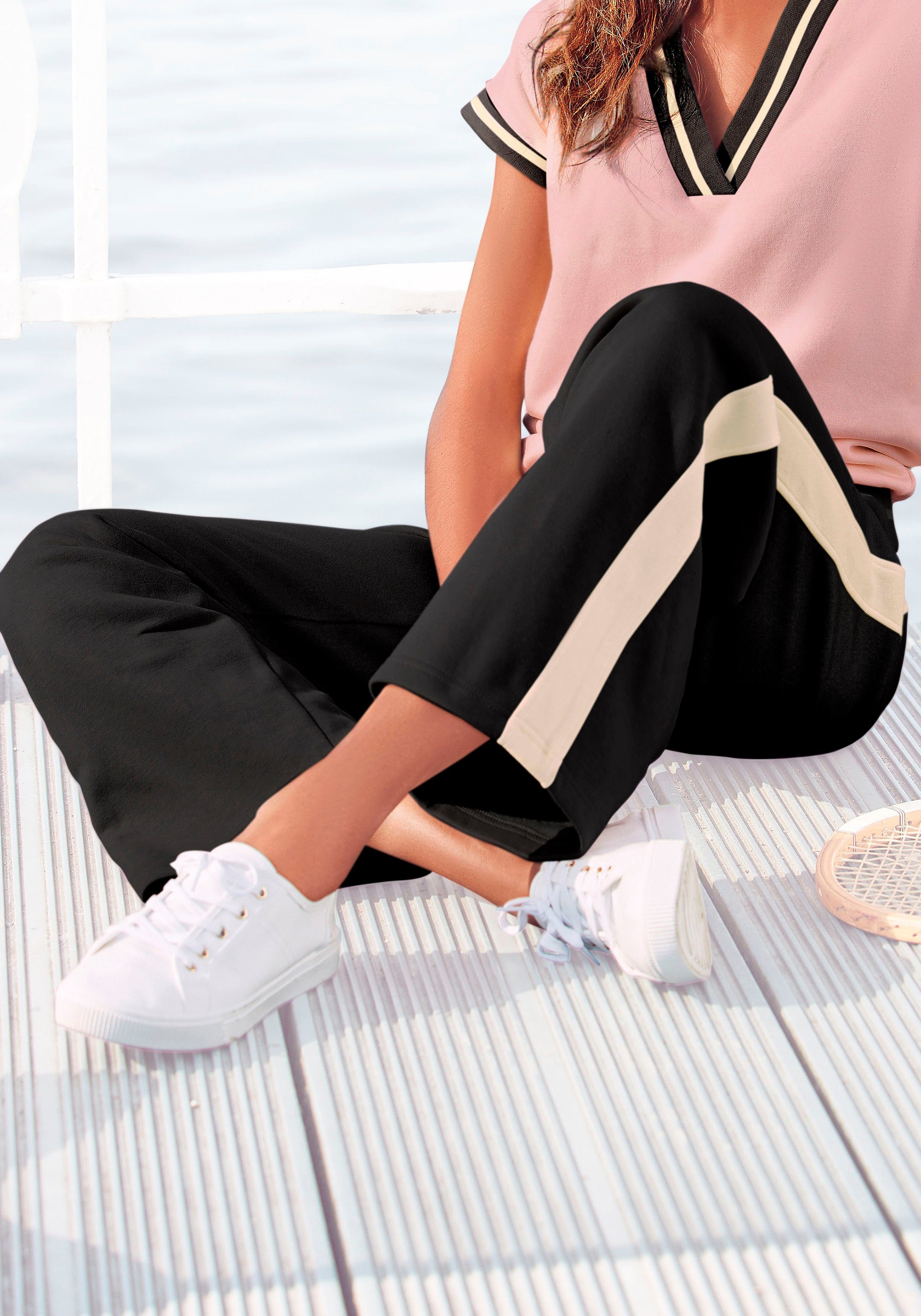 LASCANA Sweathose mit weitem Bein, Loungewear