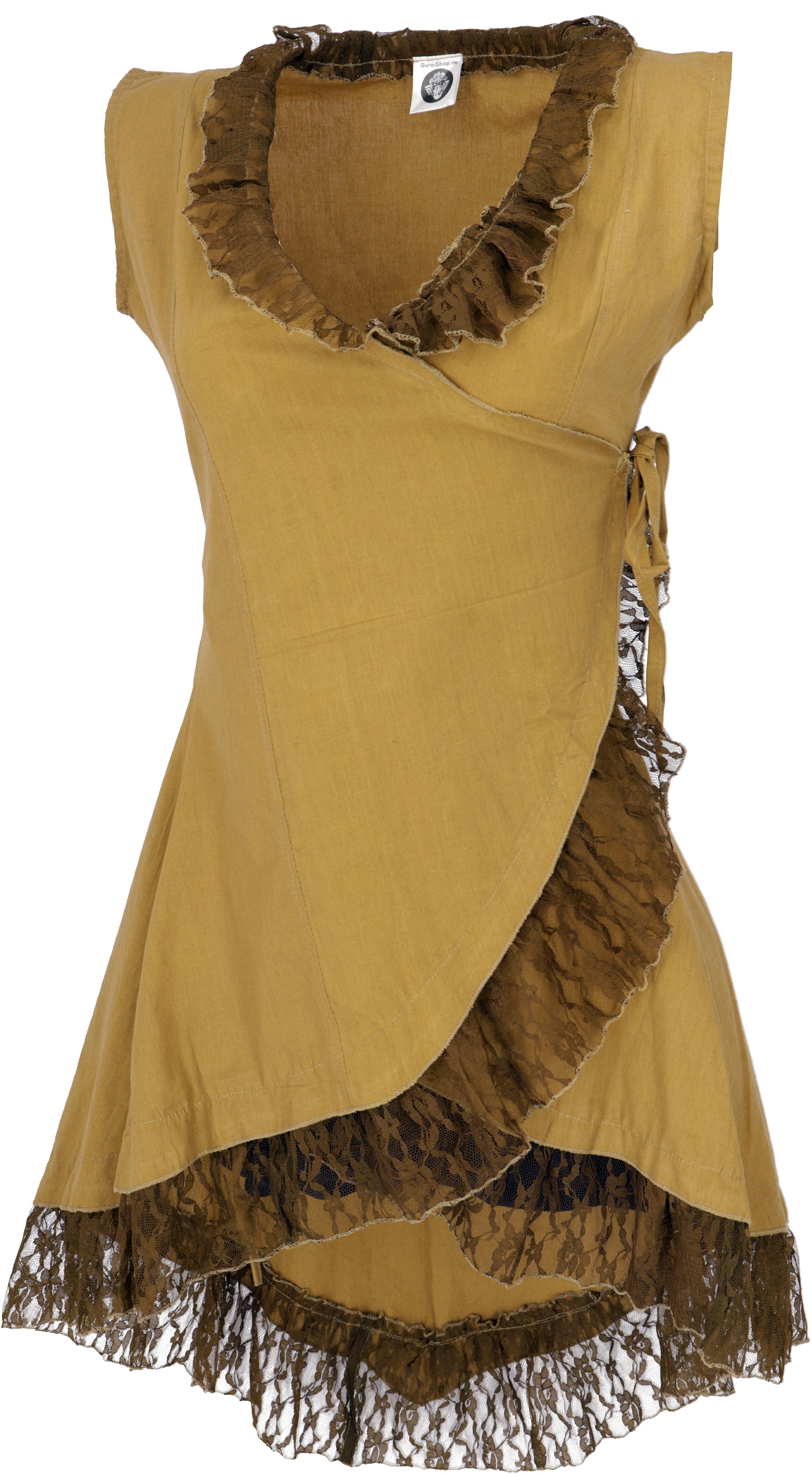 Guru-Shop Longbluse Wickeltunika mit Spitze - massala alternative Bekleidun günstig online kaufen