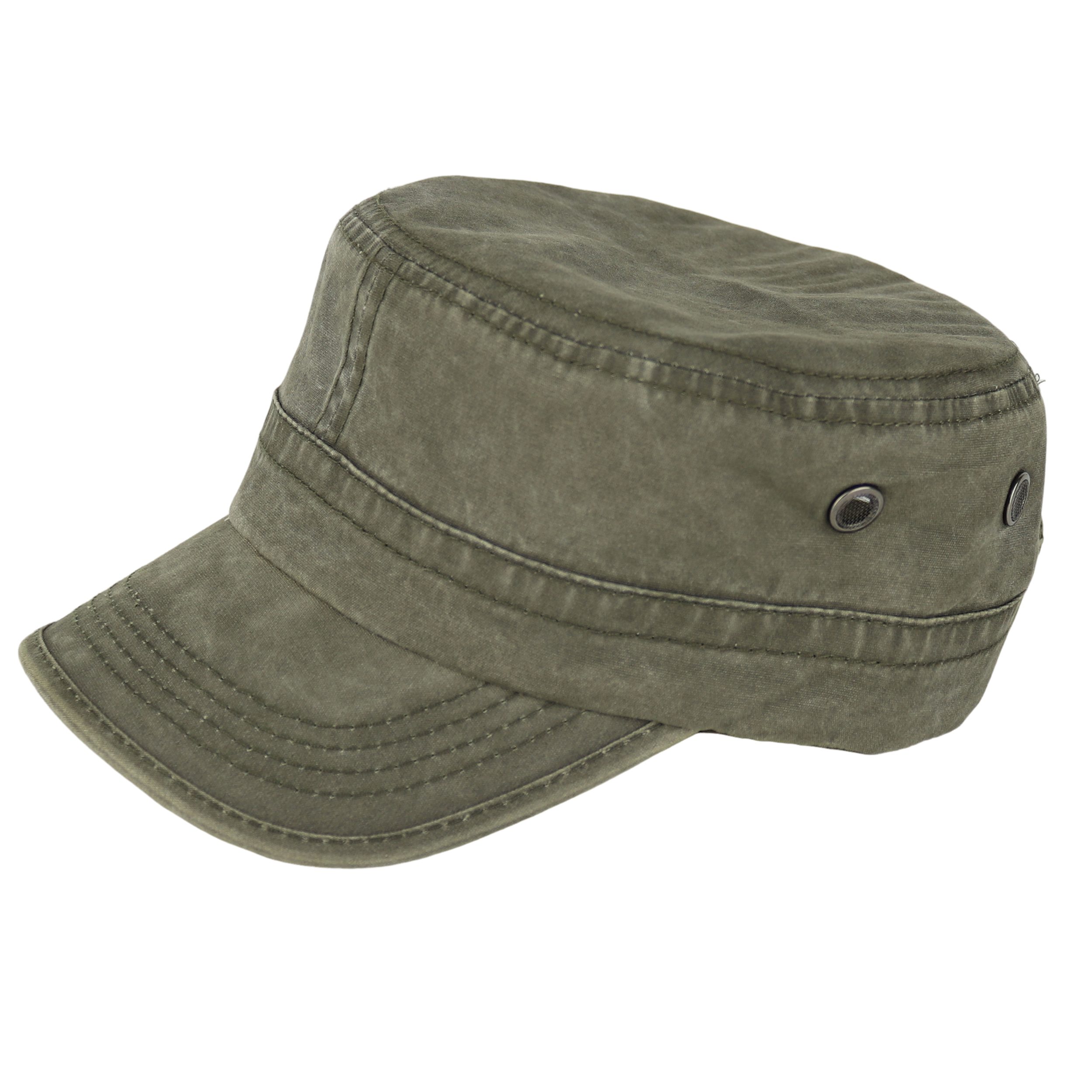 MIRROSI Army Cap Military Cap aus reinem Baumwolle mit Shirm used Look (Outdor Cap, Feldmütze, Kappe) Used Look, Atmungsaktiv, Einheitsgröße, Unisex, Damen Herren