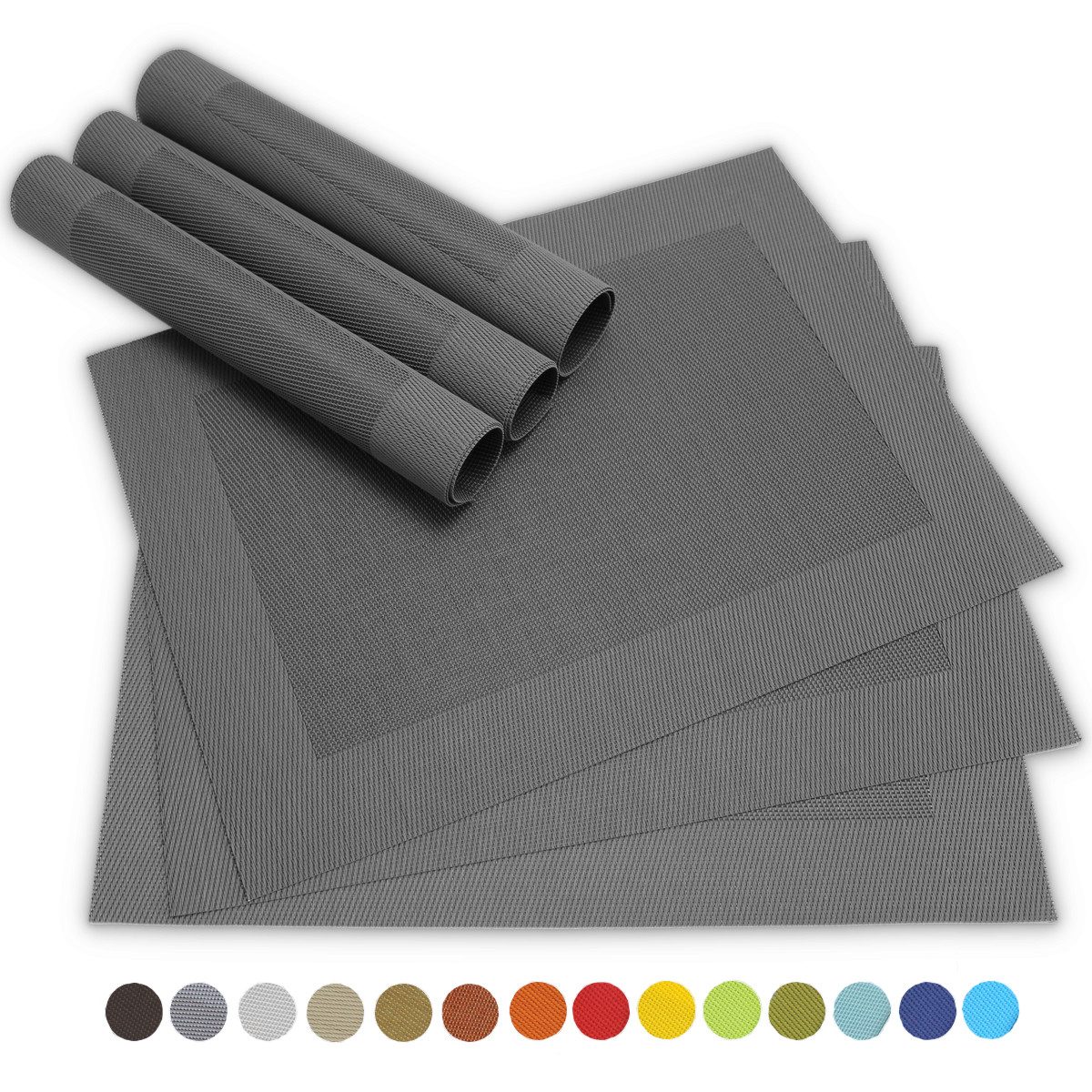 matches21 HOME & HOBBY Platzset Tischsets BORDA 6er Set Schwarz als Tischuntersetzer, (6-St), Abwaschbare Platzsets als Tischunterlagen für Ess-Tisch Tisch-Deko