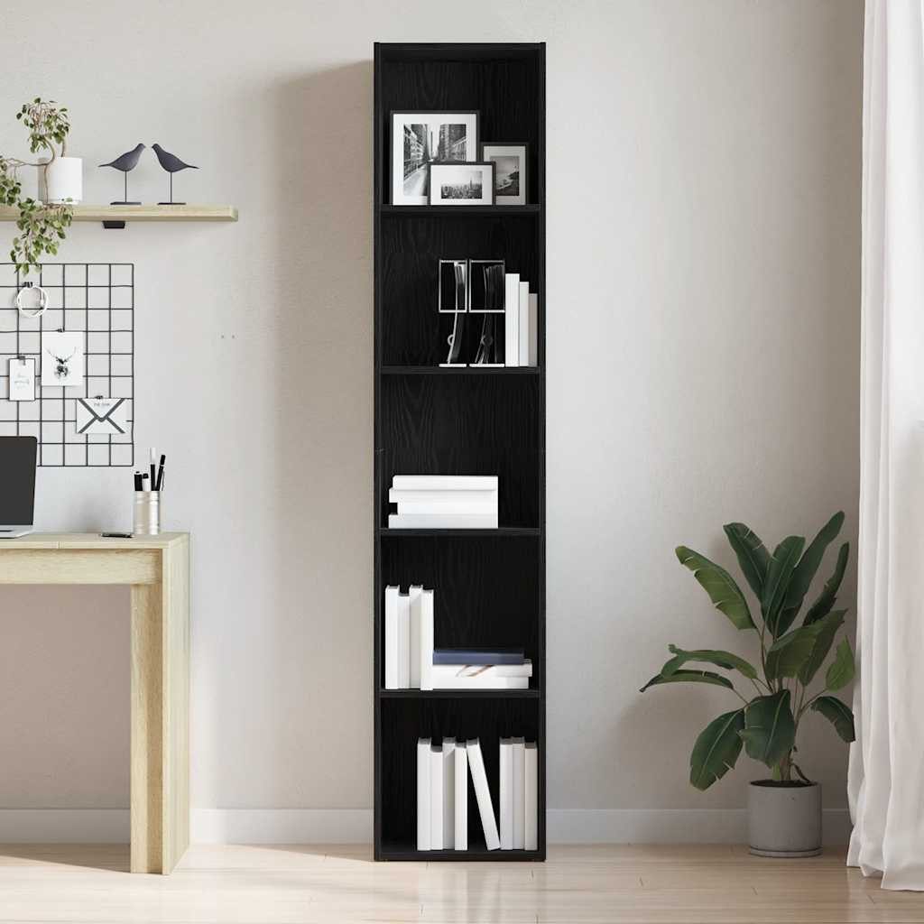 vidaXL Bücherregal Bücherregal Eiche Schwarz 40 x 30 x 189 cm Holzwerkstoff, 1-tlg.