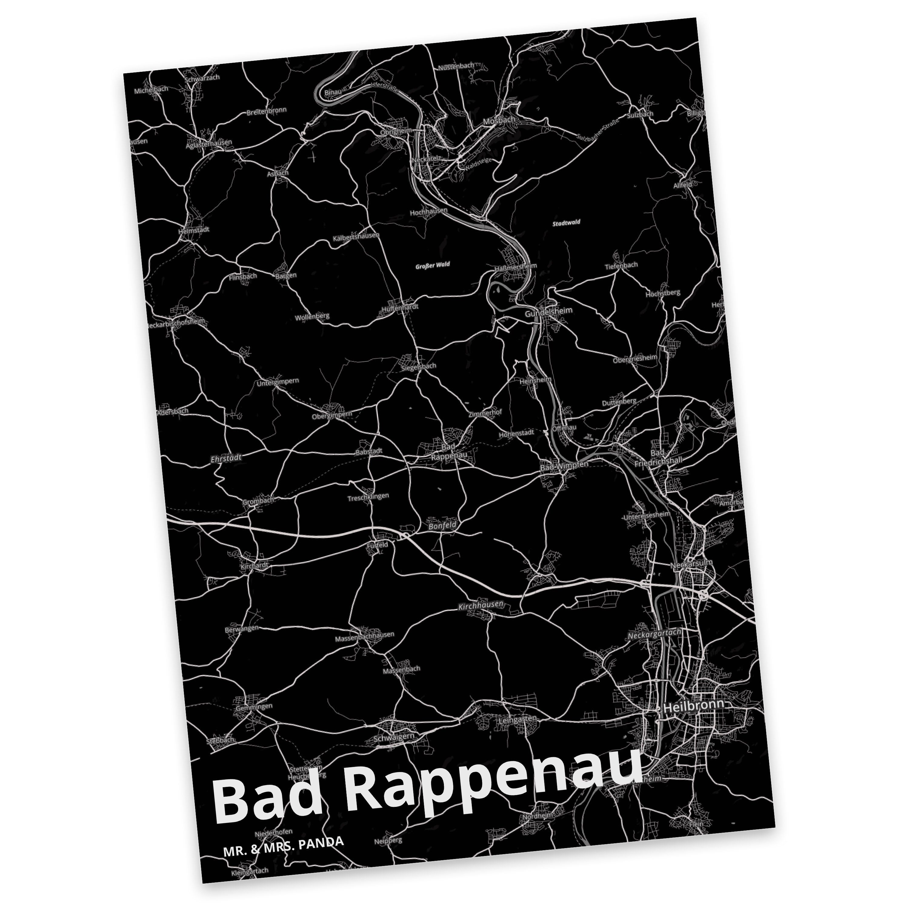 Mr. & Mrs. Panda Postkarte Bad Rappenau - Geschenk, Ort, Stadt Dorf Karte Landkarte Map Stadtpla
