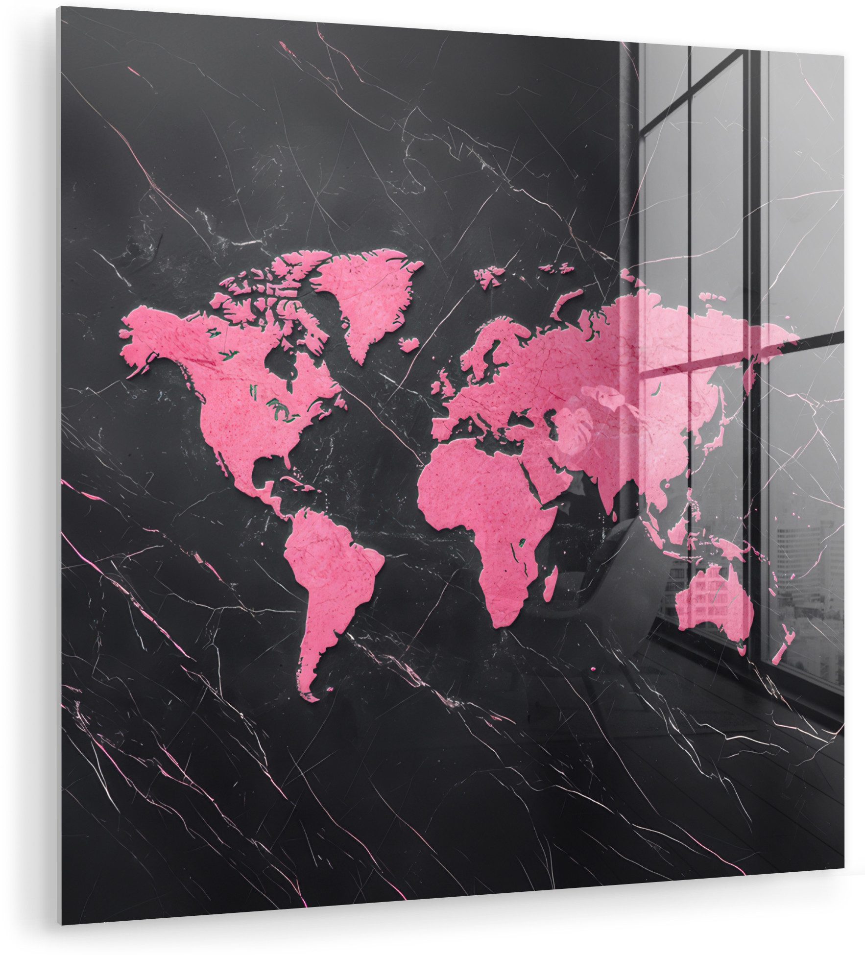 Weltkarte - Pink