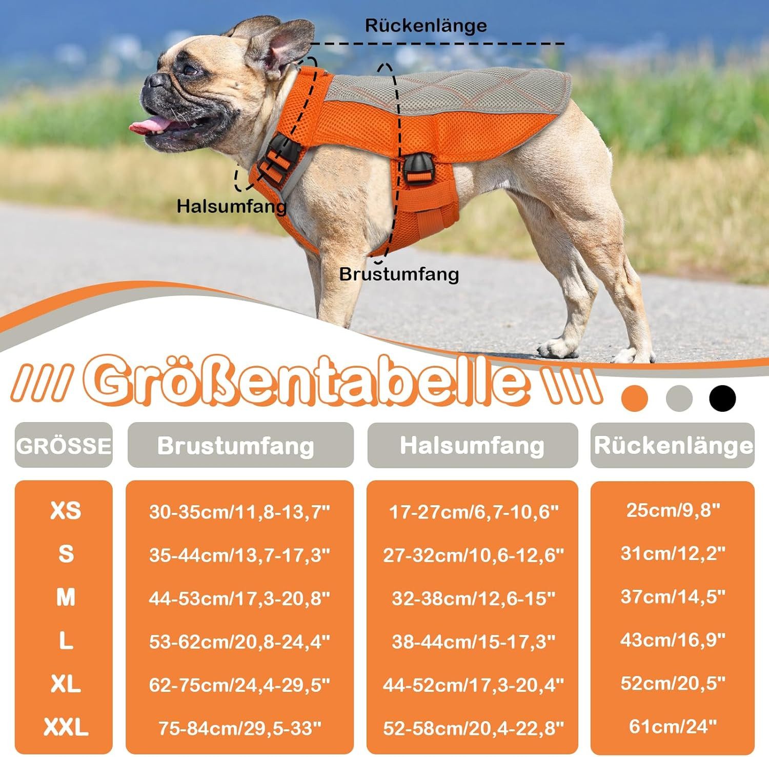 FELIXLEO Hundeweste Kühlweste Hund Atmungsaktiv mit D-Ring Sommer Kühlmantel XS Orange.