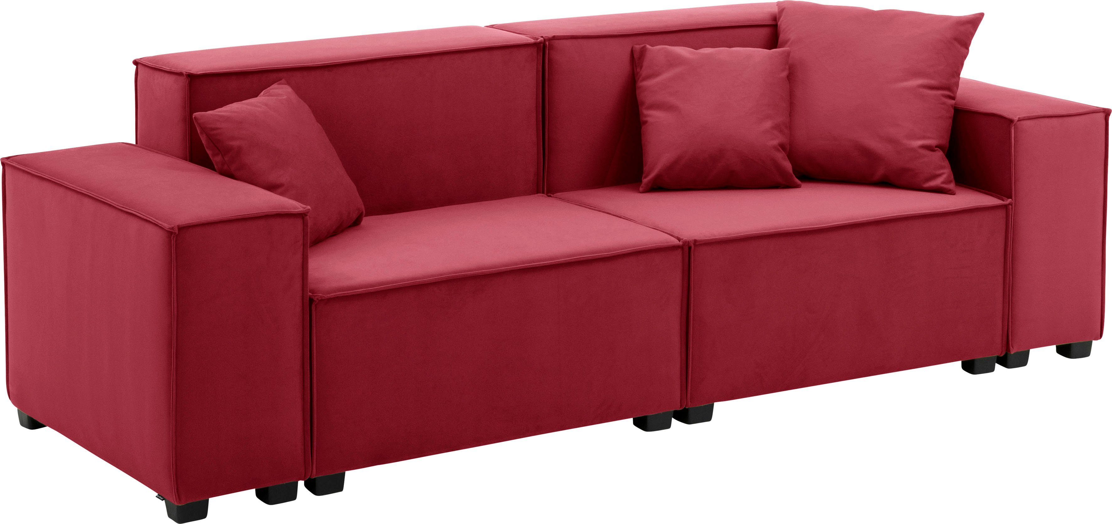 3 aus Winzer® MOVE, rot inklusive Wohnlandschaft Zierkissen, 6 01 Sofa-Set Sitz-Elementen, Max Set, kombinierbar