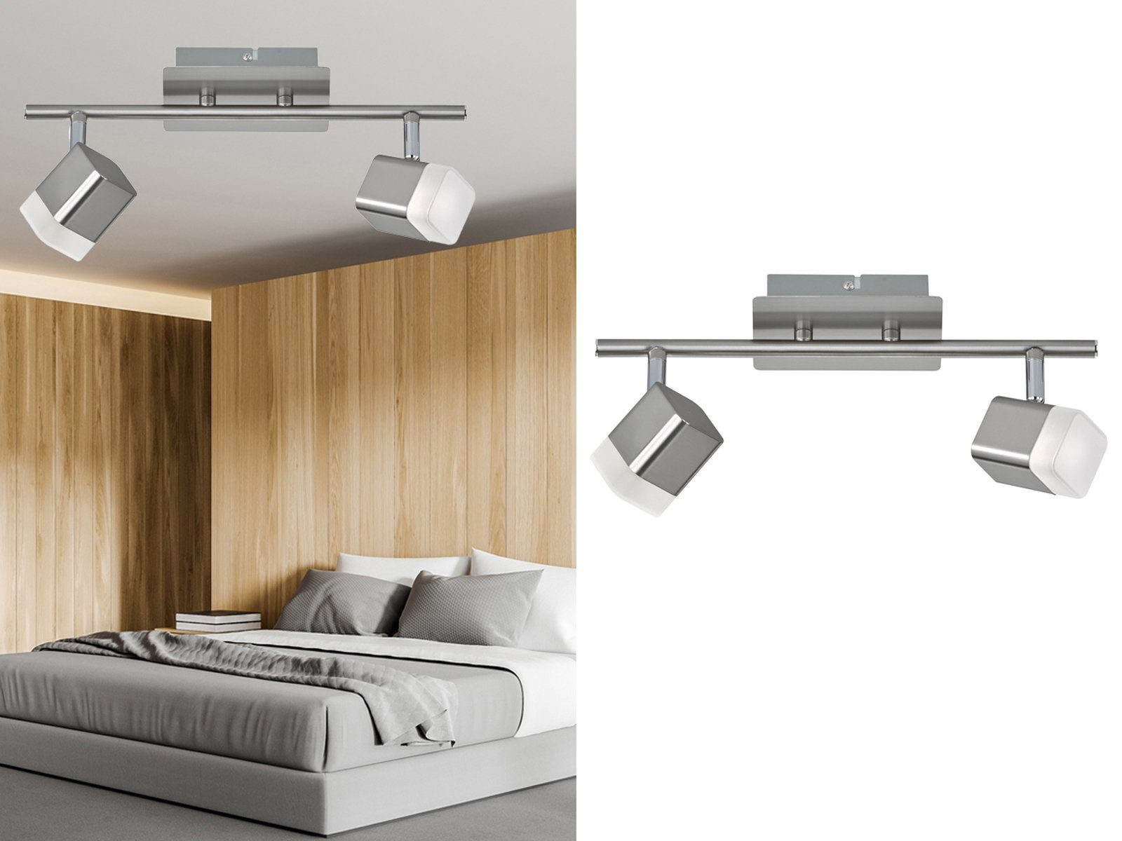 Silber Treppenhaus fest Ankleidezimmer LED B: integriert, LED 2er-SET Deckenstrahler, Deckenleuchten & Warmweiß, 2-flammig, meineWunschleuchte 34cm