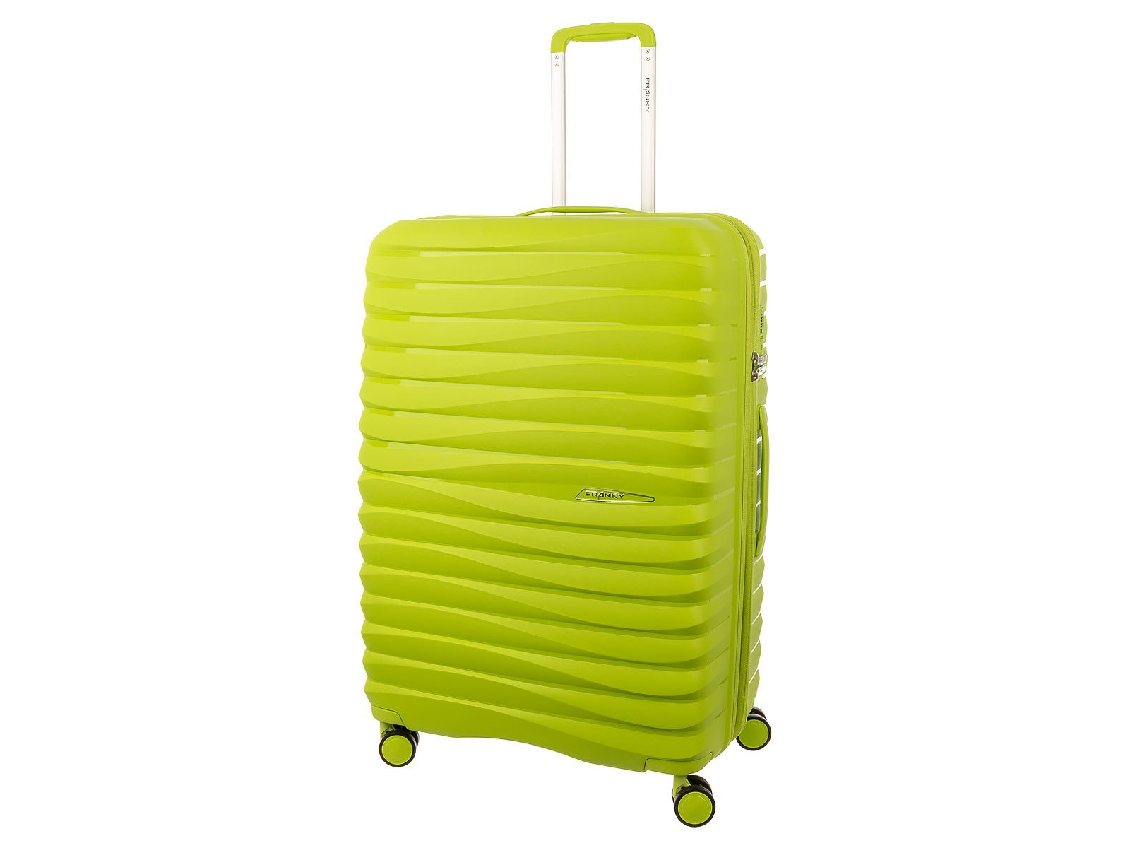 Franky Hartschalen-Trolley PP18 Trolley Hartschalenkoffer Spinner Gr. L, 4 Doppelrollen Rollen, Dehnfalte TSA Schloss