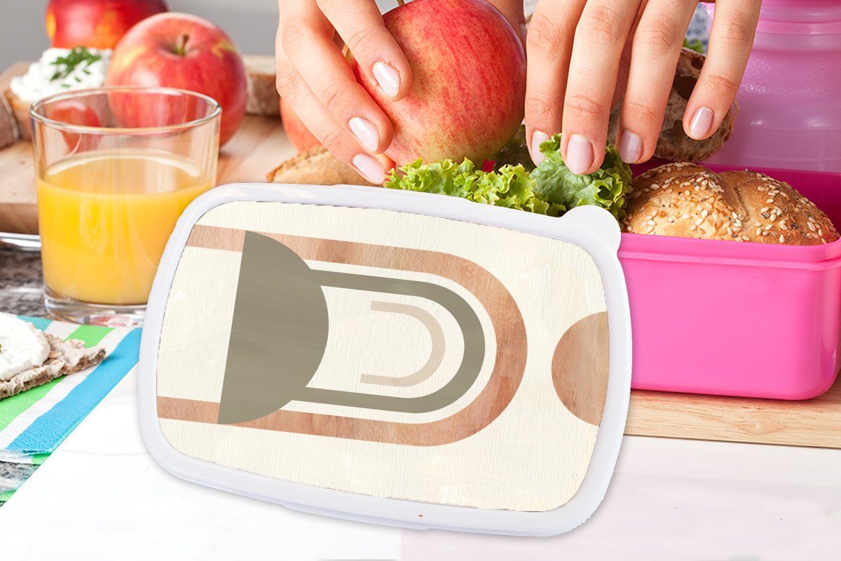 MuchoWow Lunchbox Kreis Kunststoff, - Brotbox Kinder, Abstrakt Mädchen, Brotdose Erwachsene, Kunststoff rosa (2-tlg), für Snackbox, - Design