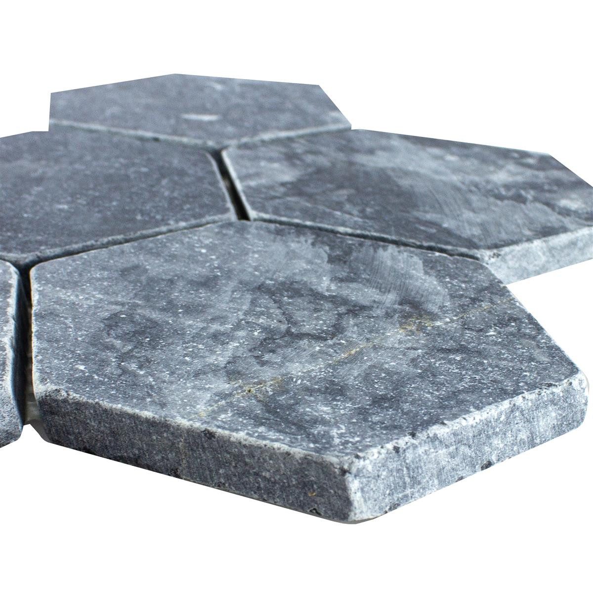 Mosafil Mosaikfliesen Marmor Naturstein Mosaikfliesen Maracay Sechseck, Naturstein-Marmor 26.200x19.900, schwarz-nero, Verlegefertig auf ein Netz geklebt - Frostsicher - Wasserfest -