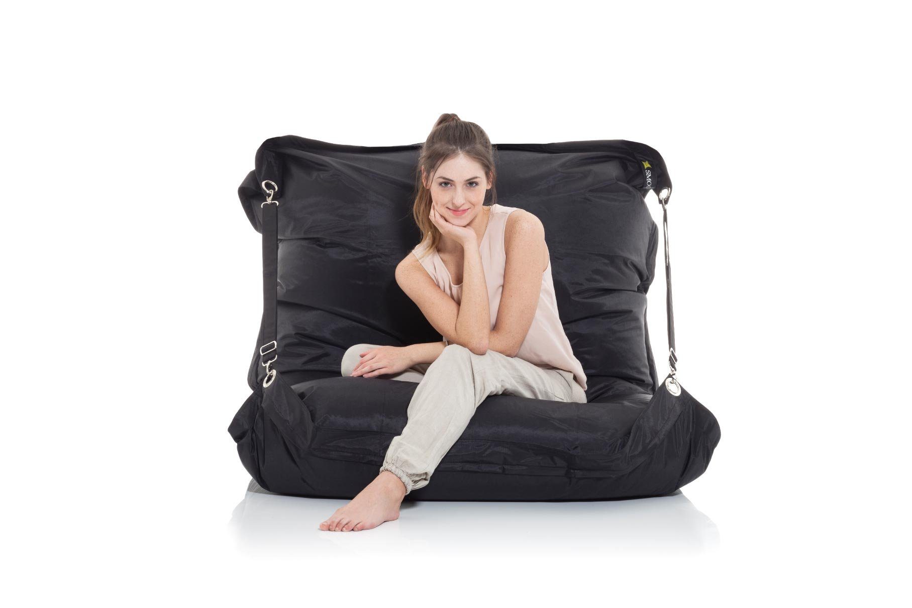 Smoothy Sitzsack Supreme Indoor & Outdoor Sitzsack XXL 450L (Riesensitzsack, Sitzkissen Bean-Bag Sessel), für Kinder & Erwachsene Mitternachts-Schwarz