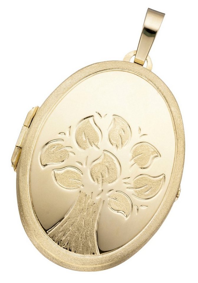 JOBO Medallionanhänger Anhänger Medaillon oval, 585 Gold, Hochwertiges  Medaillon Motiv \