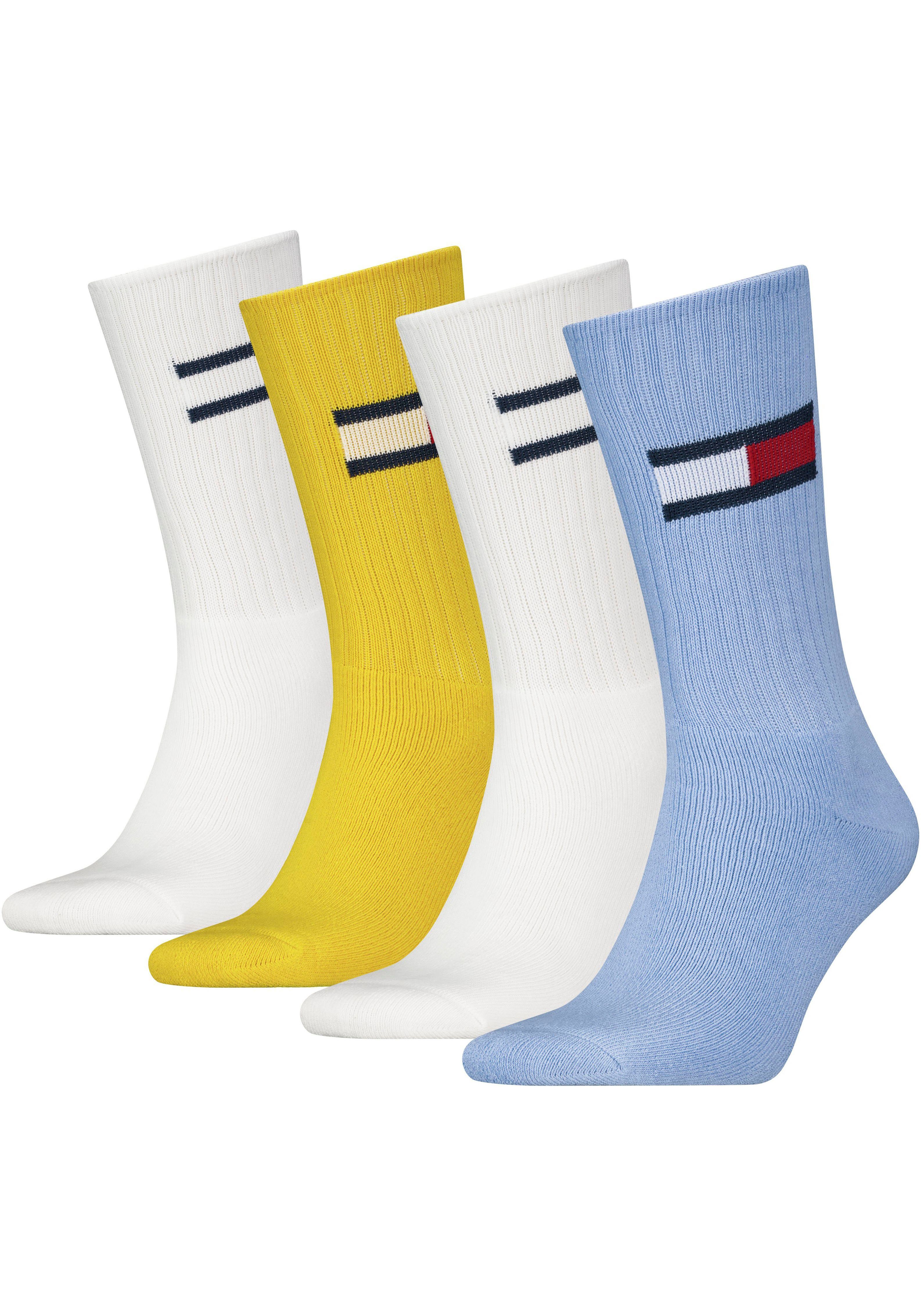 Hilfiger großem mit Sportsocken Tommy Flag-Label seitlich (4-Paar)