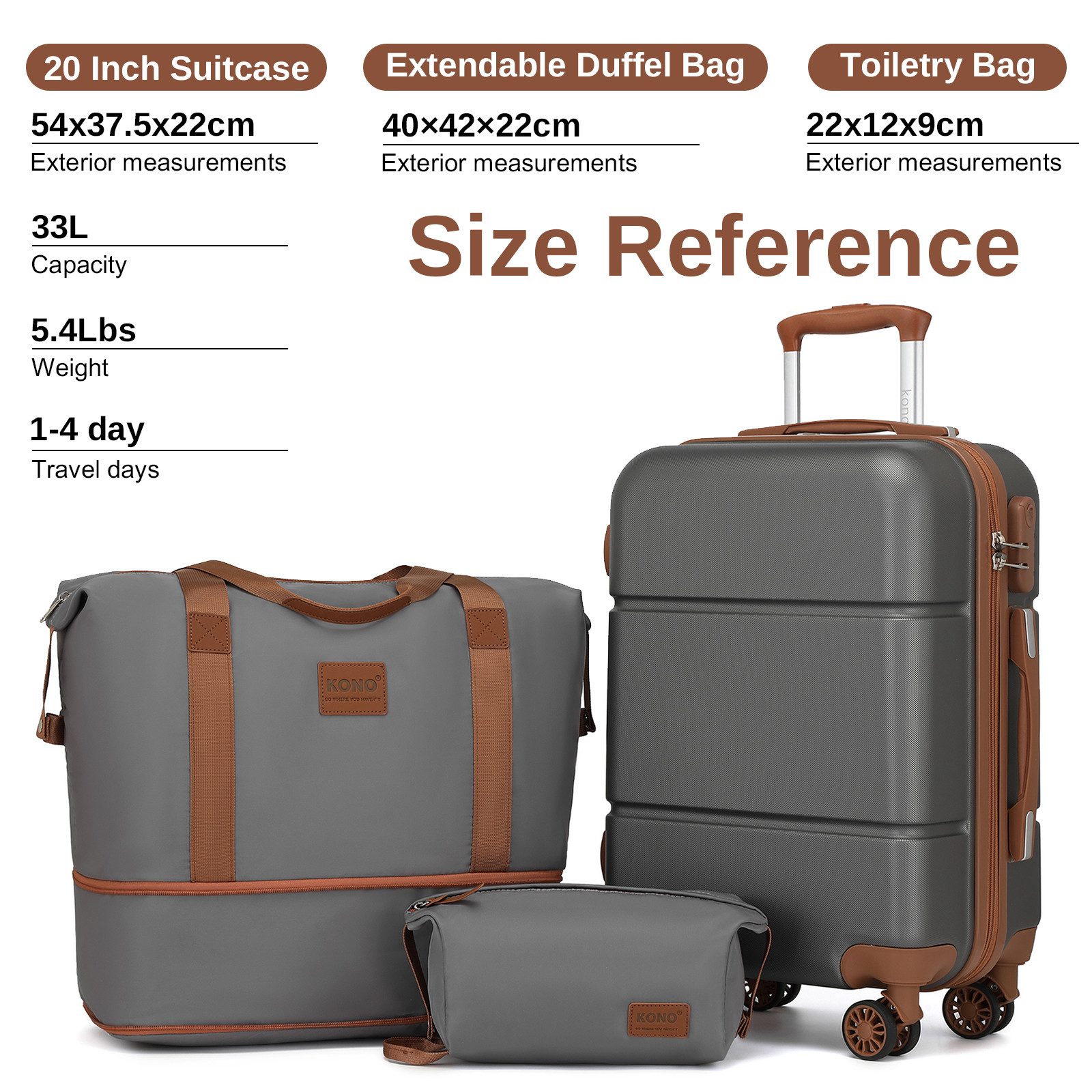 KONO Koffer Premium-Handgepäckkoffer 55x38x22cm günstig online kaufen